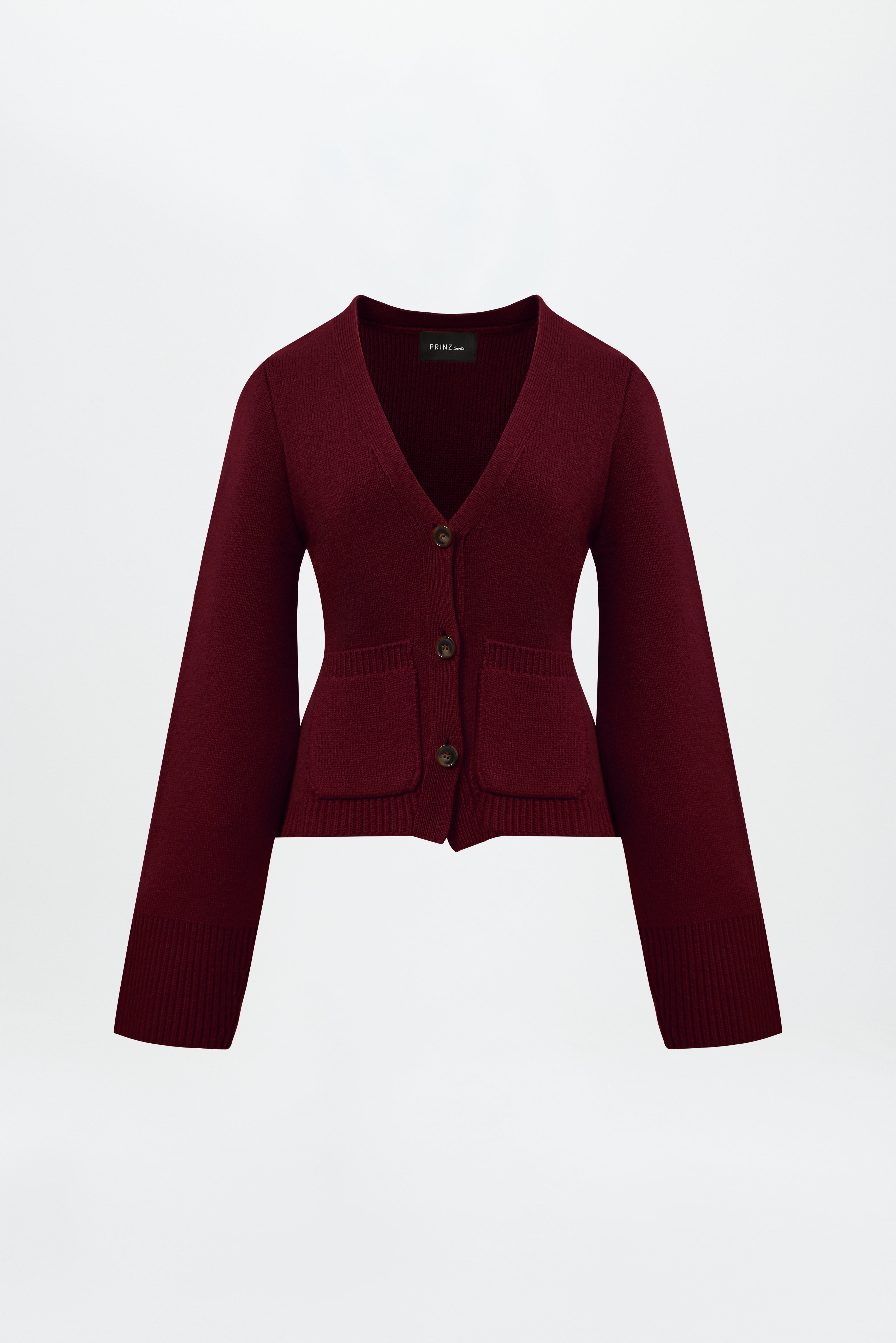 Chunky V-Neck Cardigan Burgundy