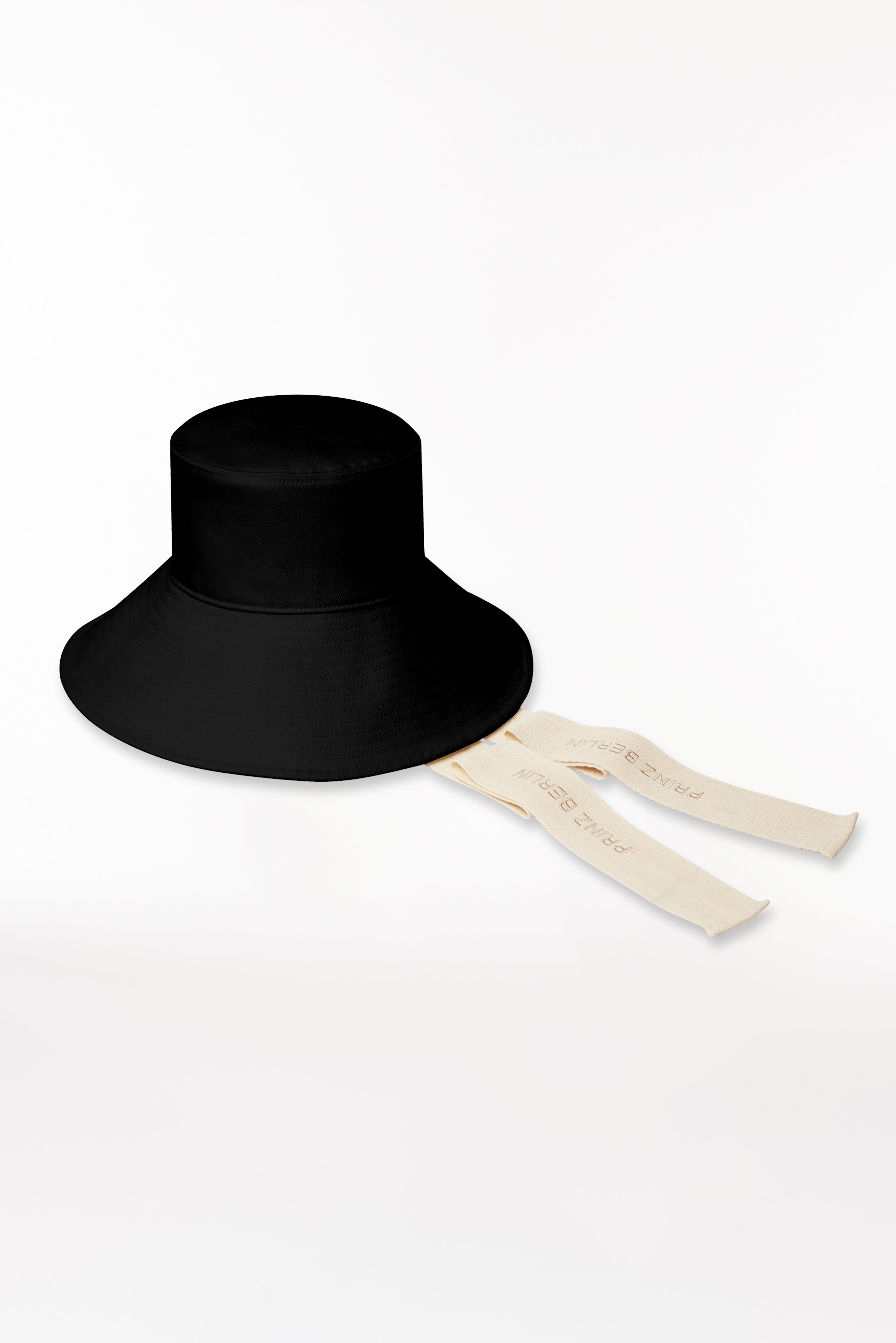 Cotton Bucket Hat Long Brim Black