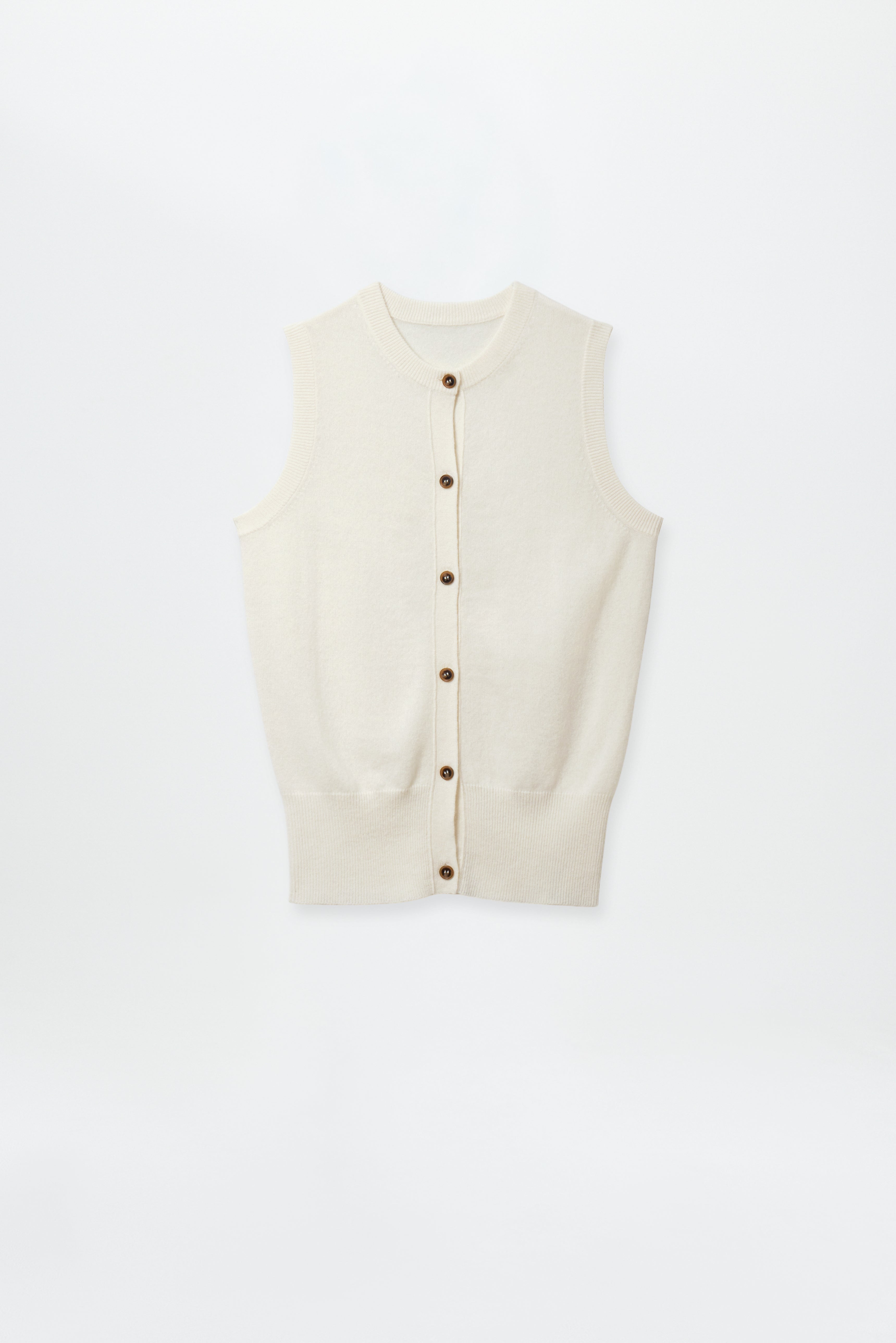 Fine Cashmere Cardigan Vest Off-White