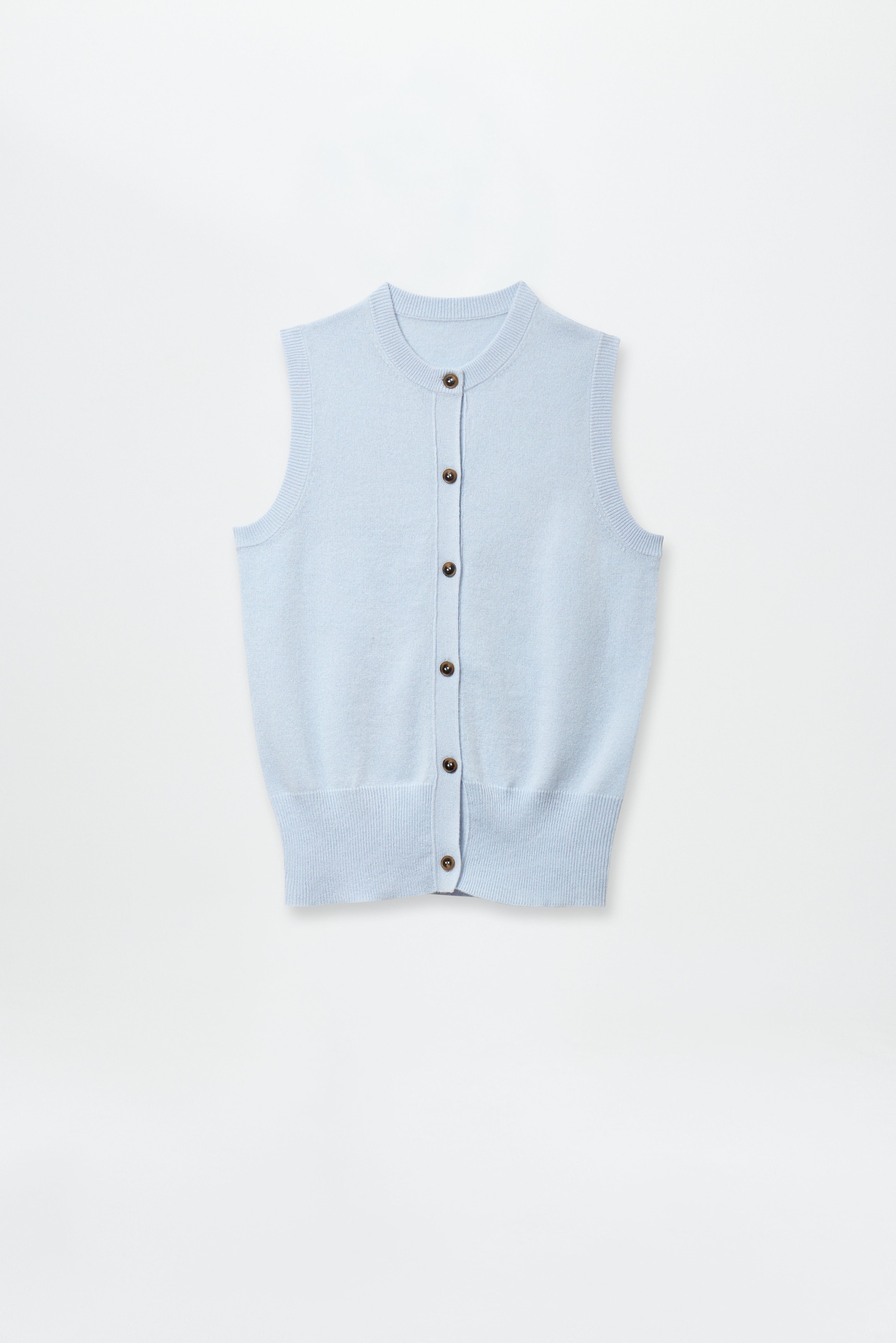 Fine Cashmere Cardigan Vest Powder Blue