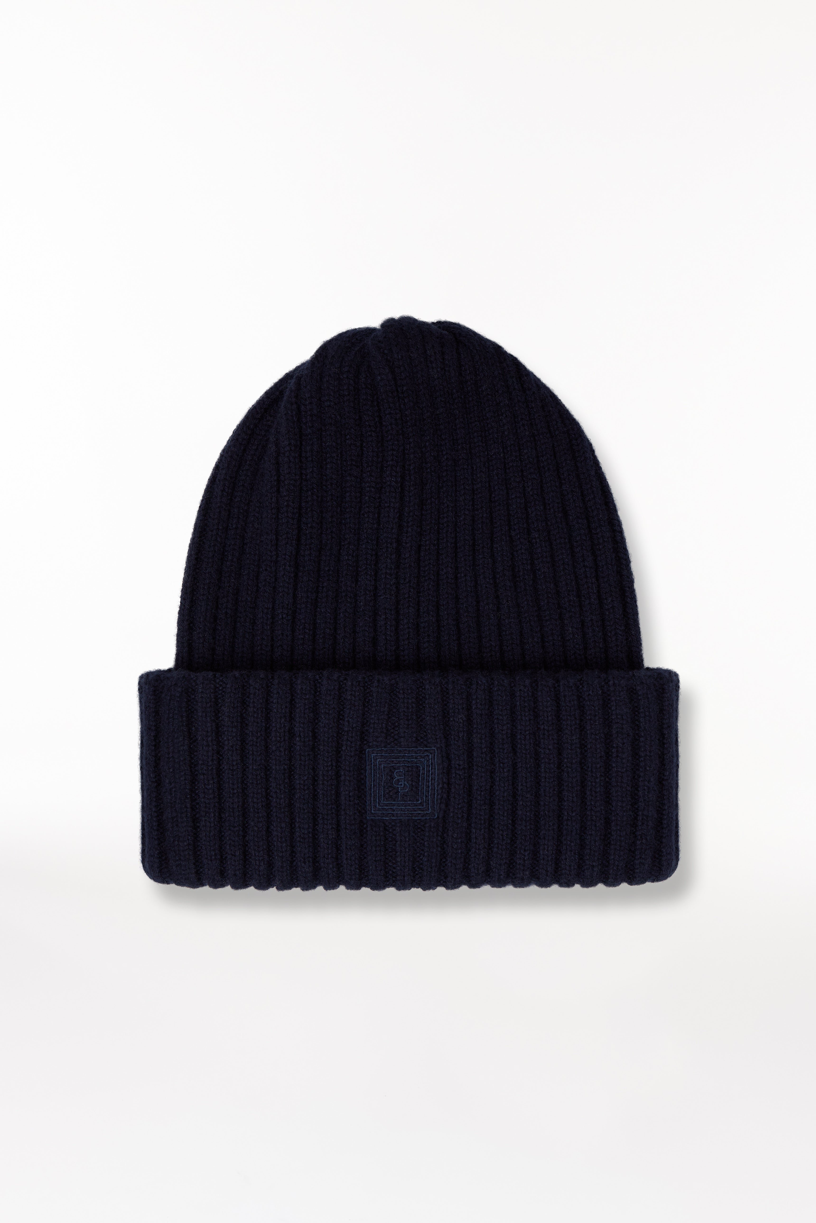 Cashmere Beanie Rib Knit Dark Blue