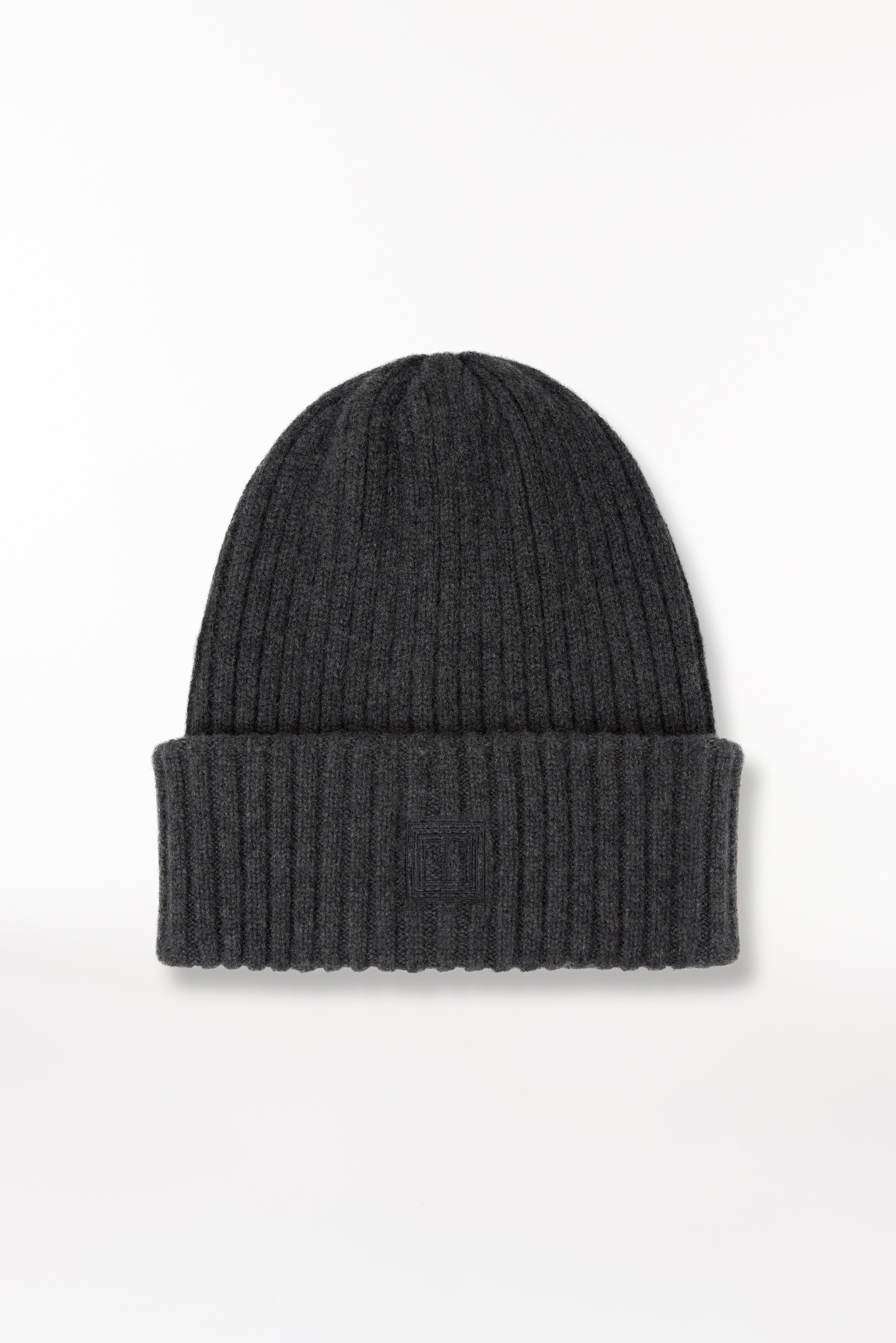 Cashmere Beanie Rib Knit Graphite