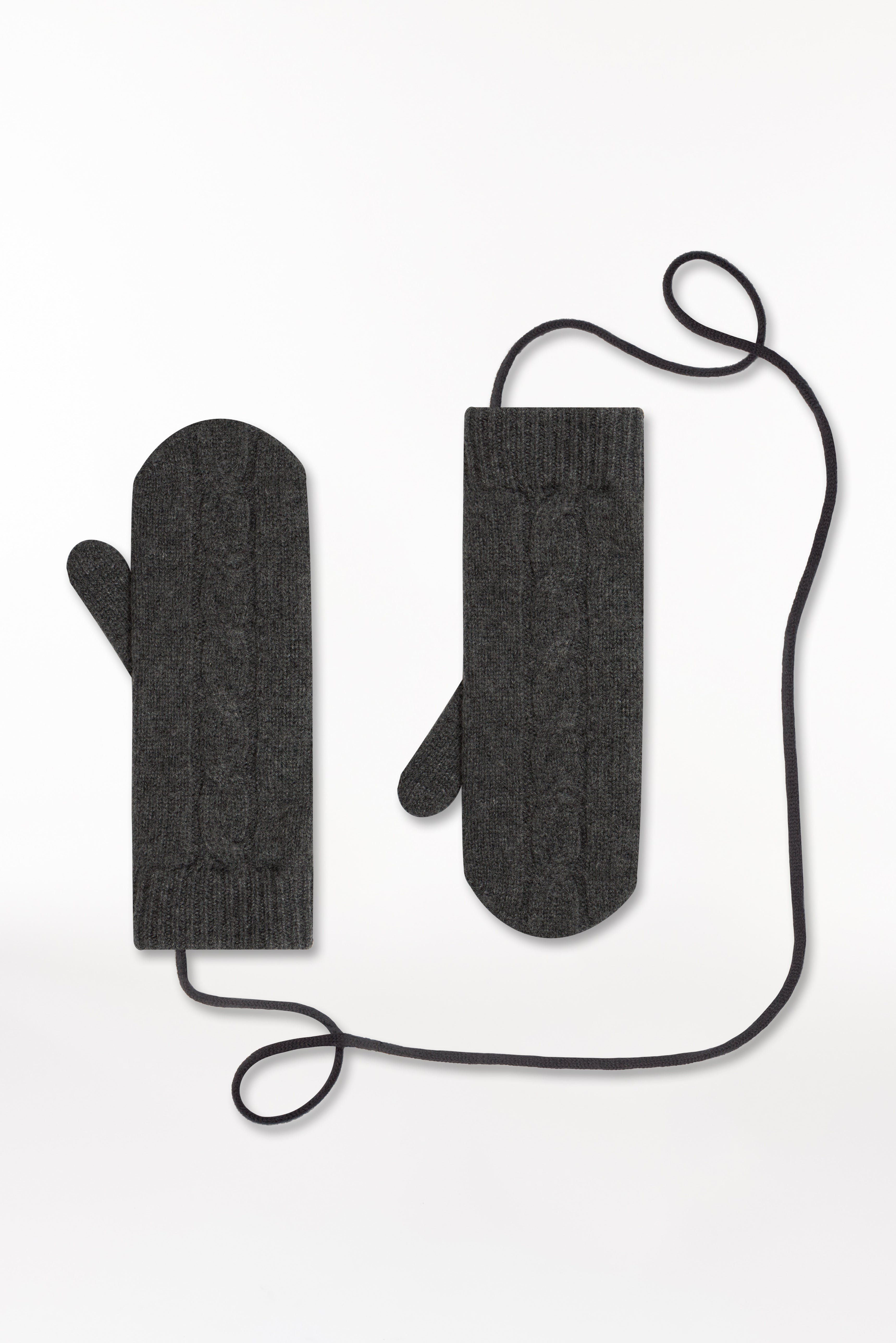 Cashmere Mittens Cable Knit Graphite