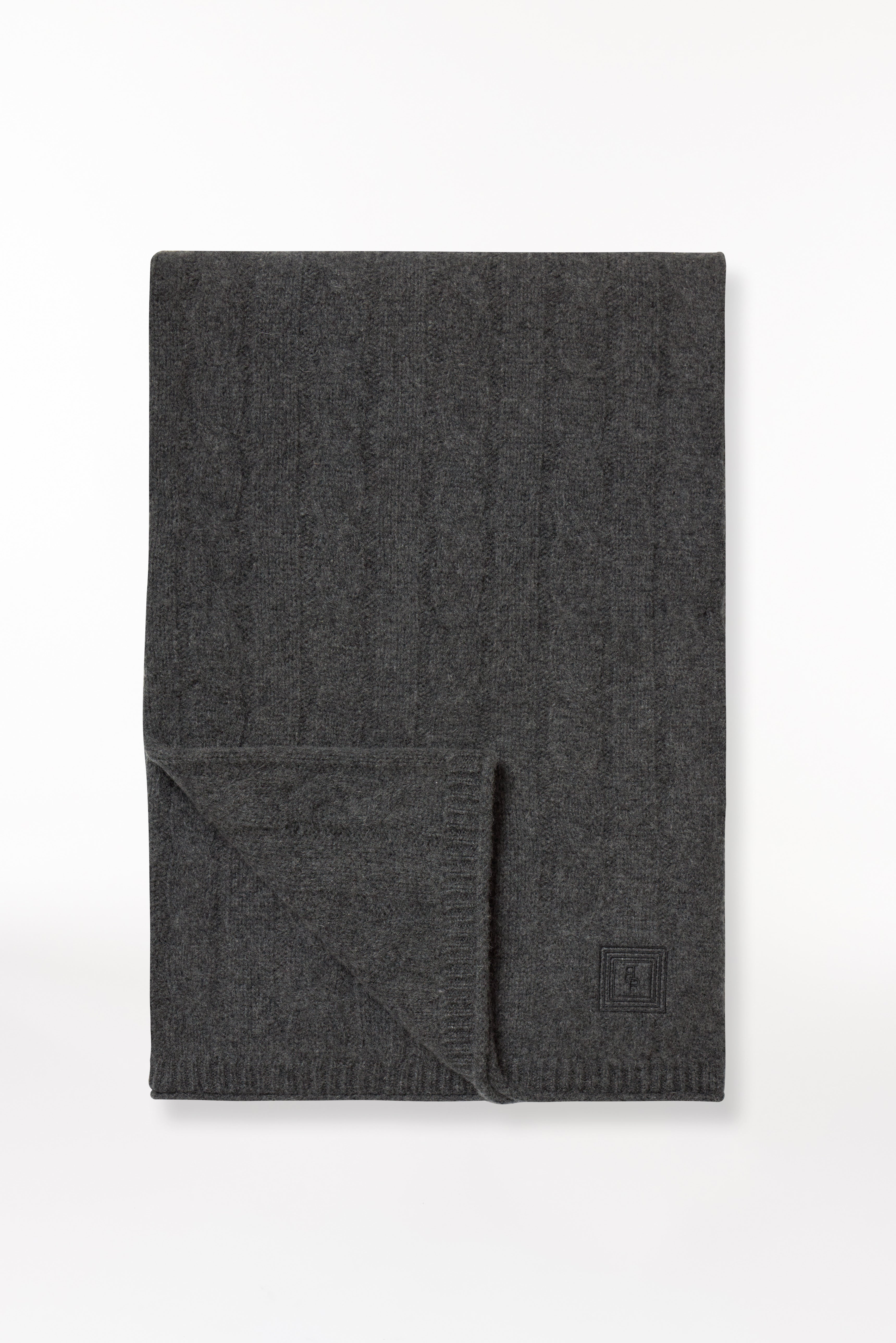 Cashmere Scarf Cable Knit Graphite