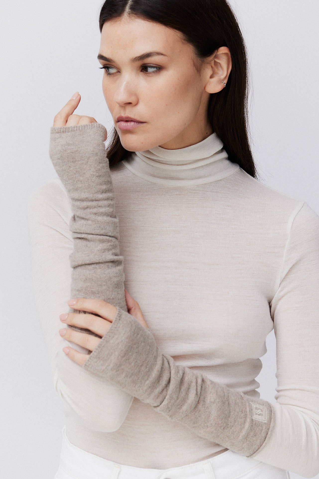 Cashmere Fine Arm Warmers Taupe
