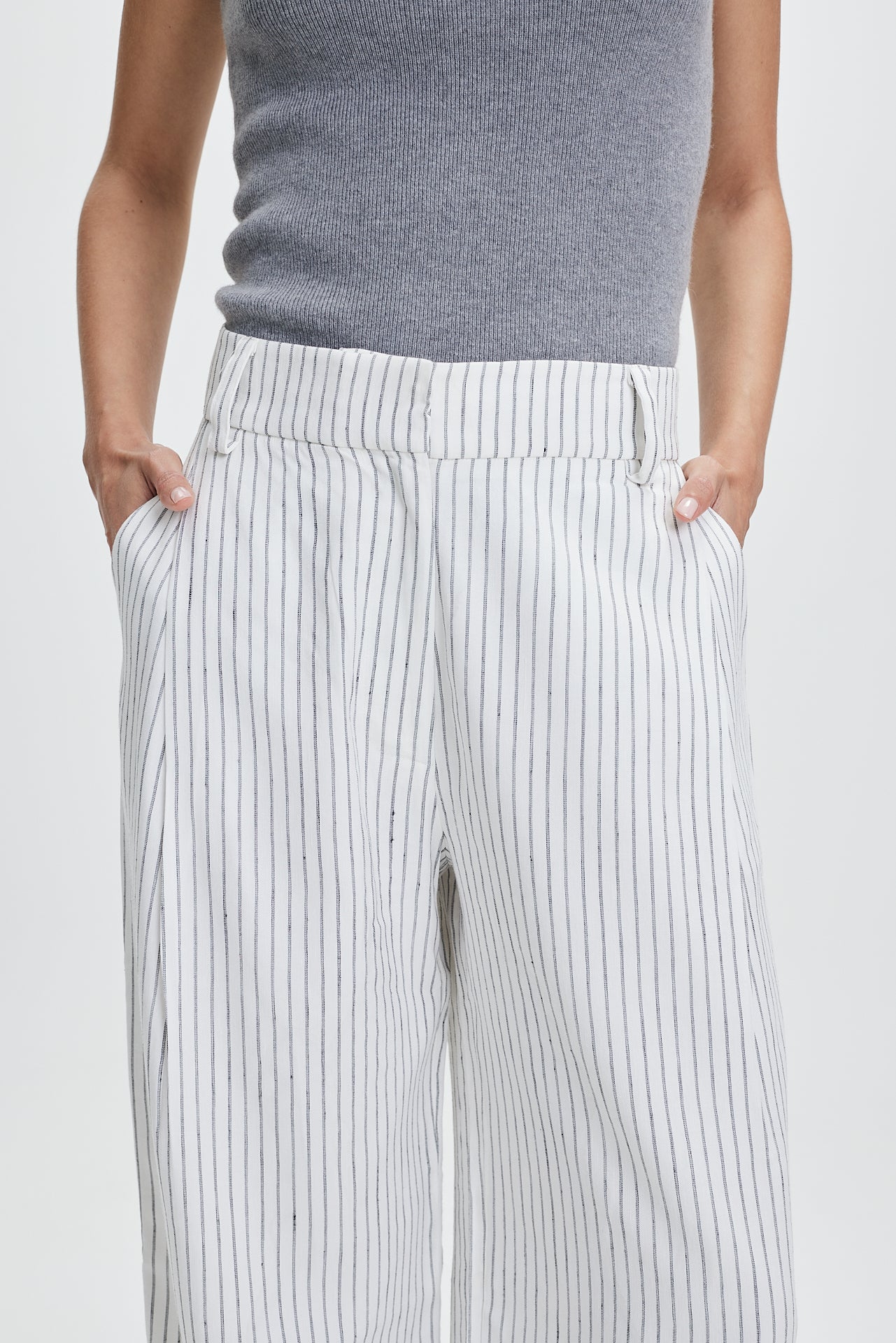 Linen Pleat Trousers Off-White Stripes
