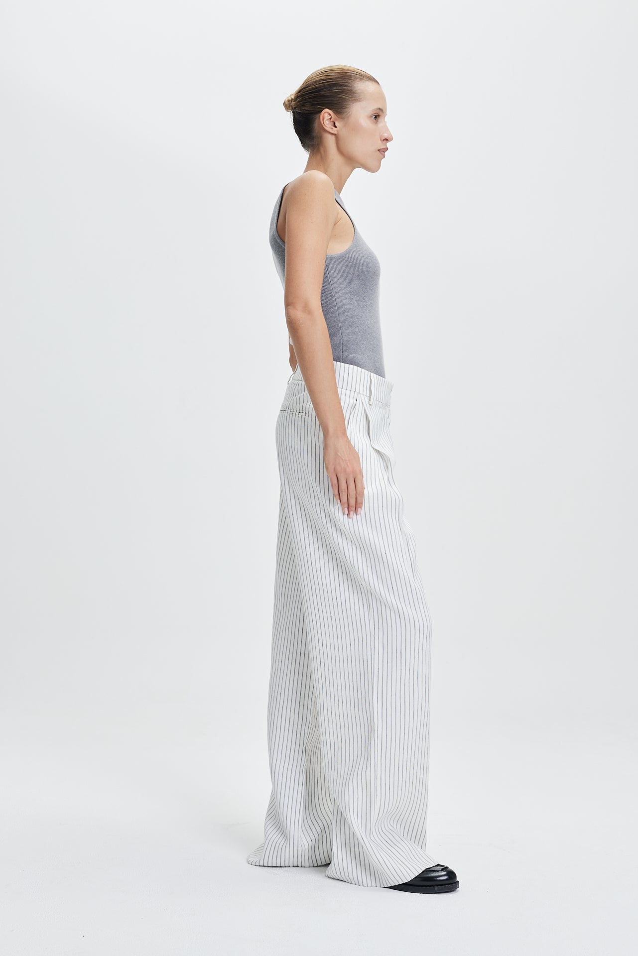 Linen Pleat Trousers Off-White Stripes