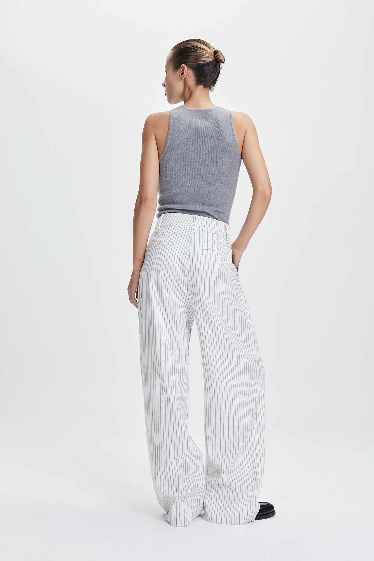 Linen Pleat Trousers Off-White Stripes