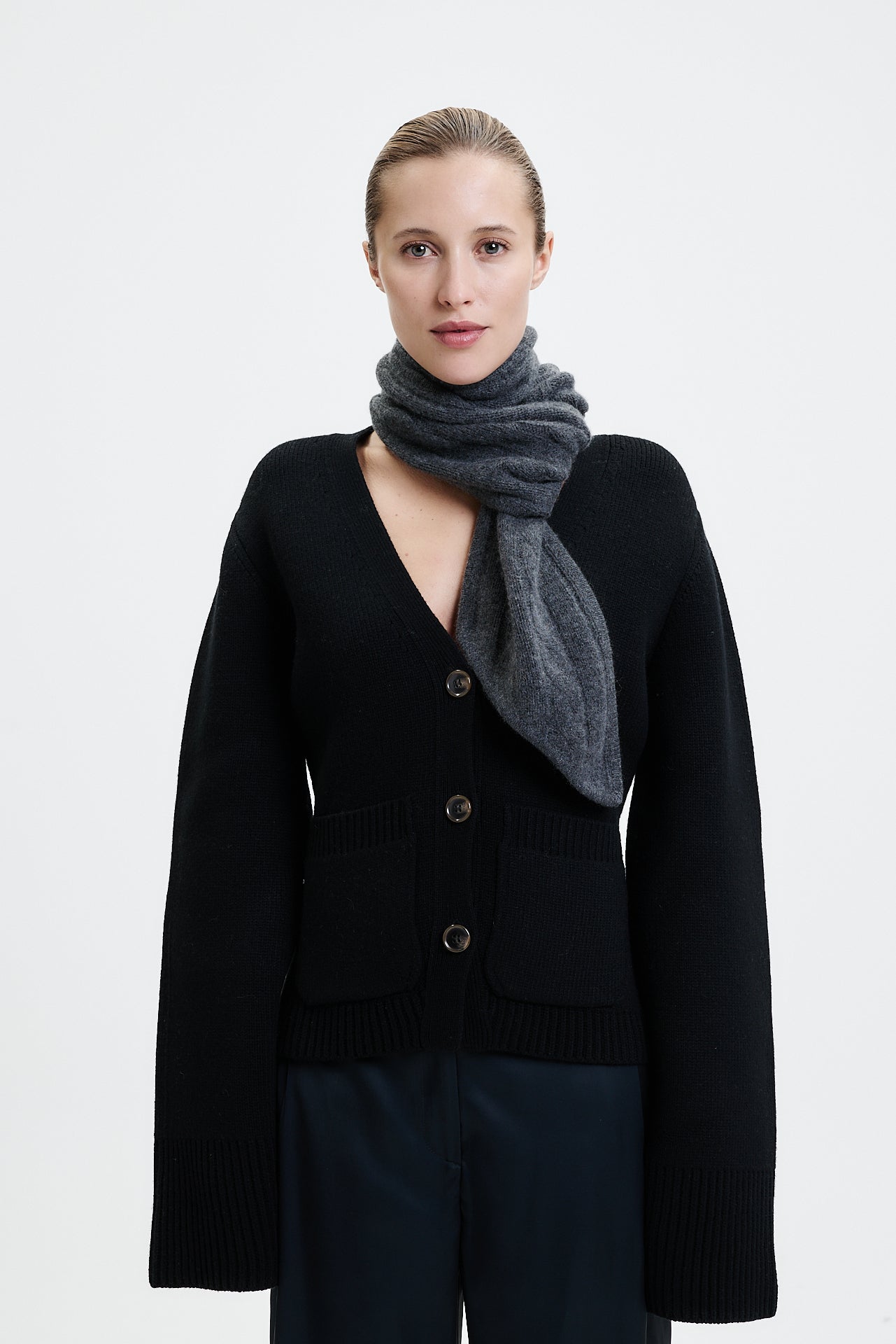 Cashmere Cable Bandeau Graphite