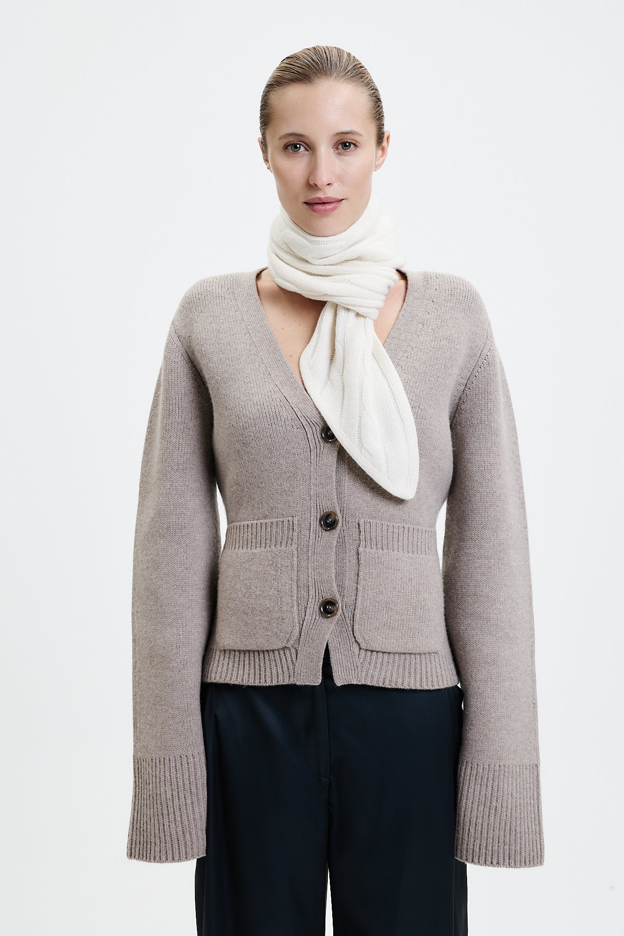 Cashmere Cable Bandeau Off-White