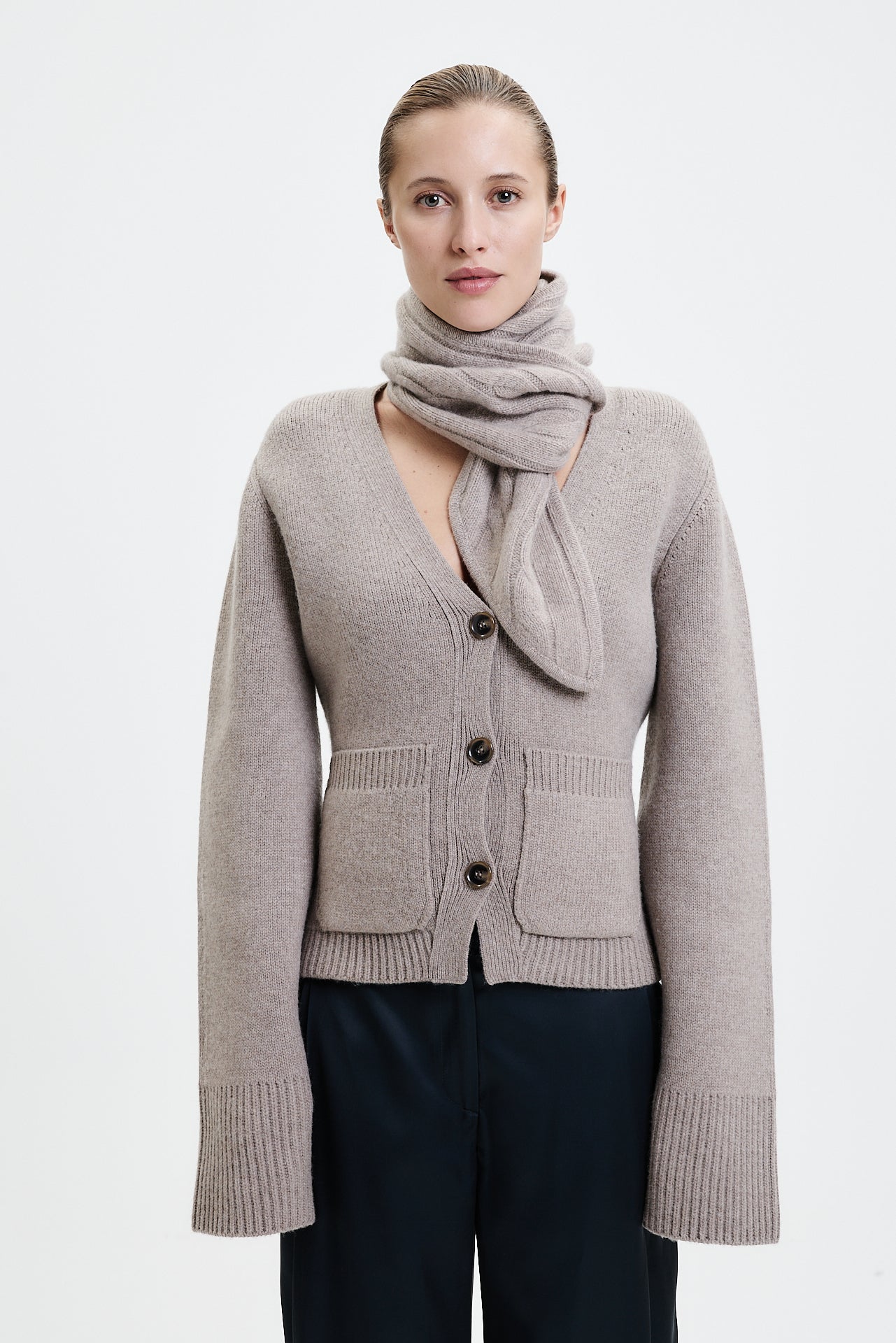 Cashmere Cable Bandeau Taupe