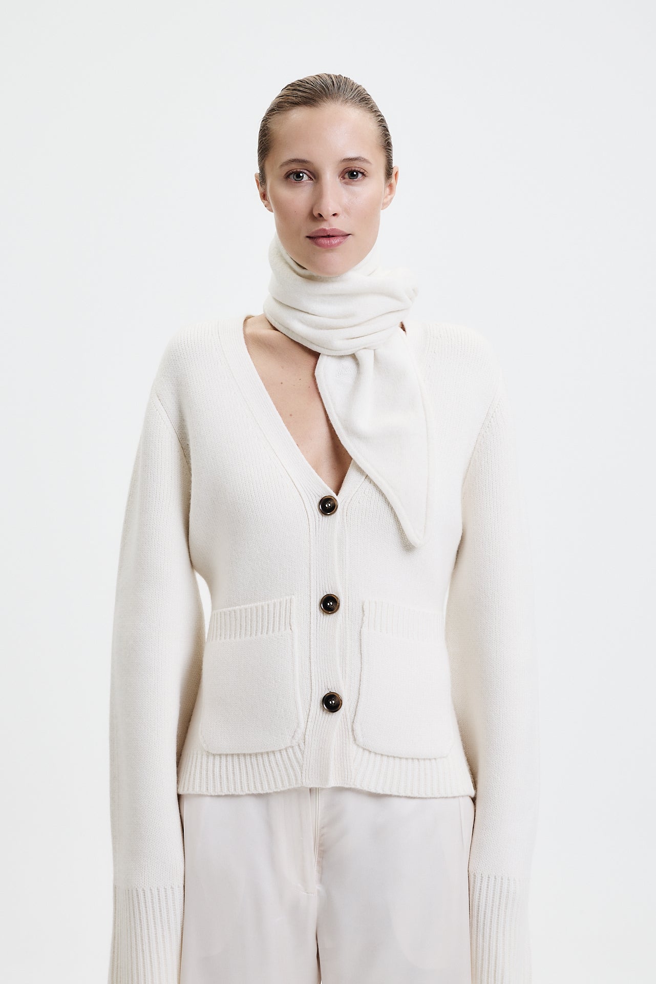 Cashmere Fine Bandeau Off-White