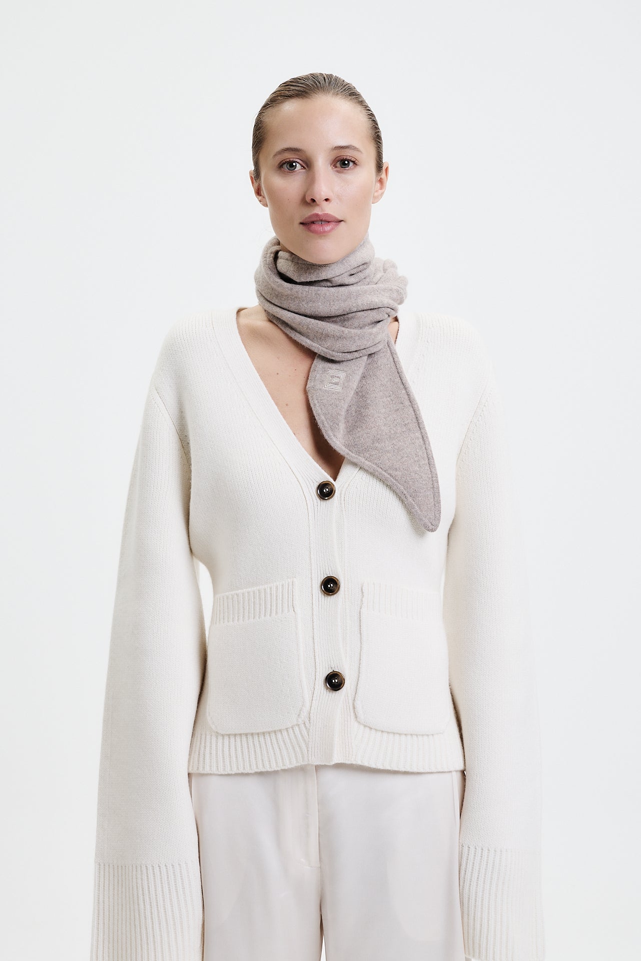 Cashmere Bandeau Fine Knit Beige