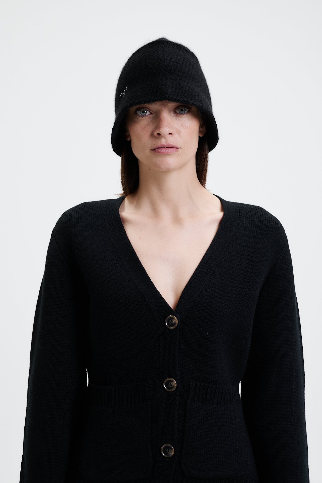 Kaschmir Bucket Hat Hand Crochet Schwarz
