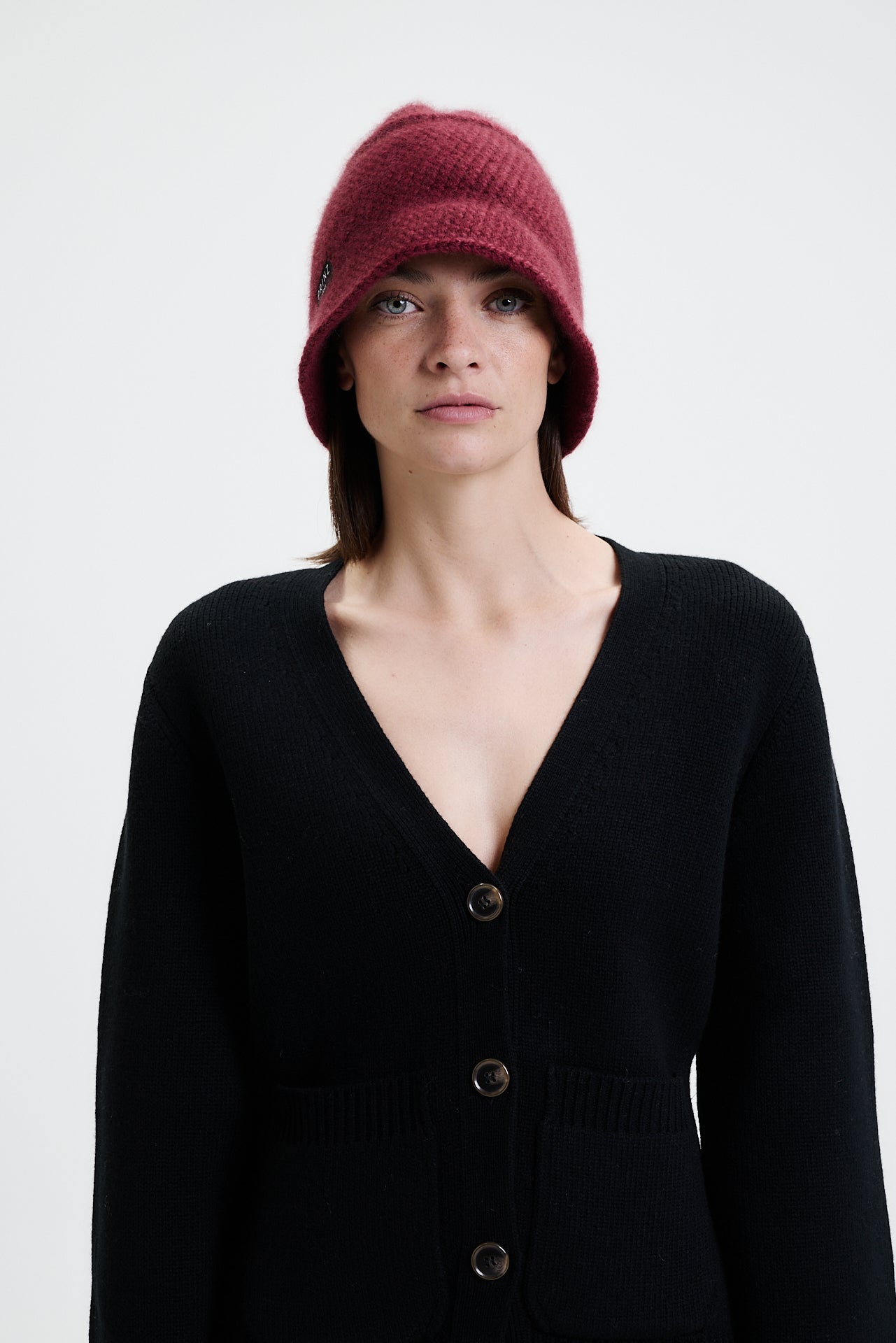 Cashmere Handmade Bucket Hat Burgundy