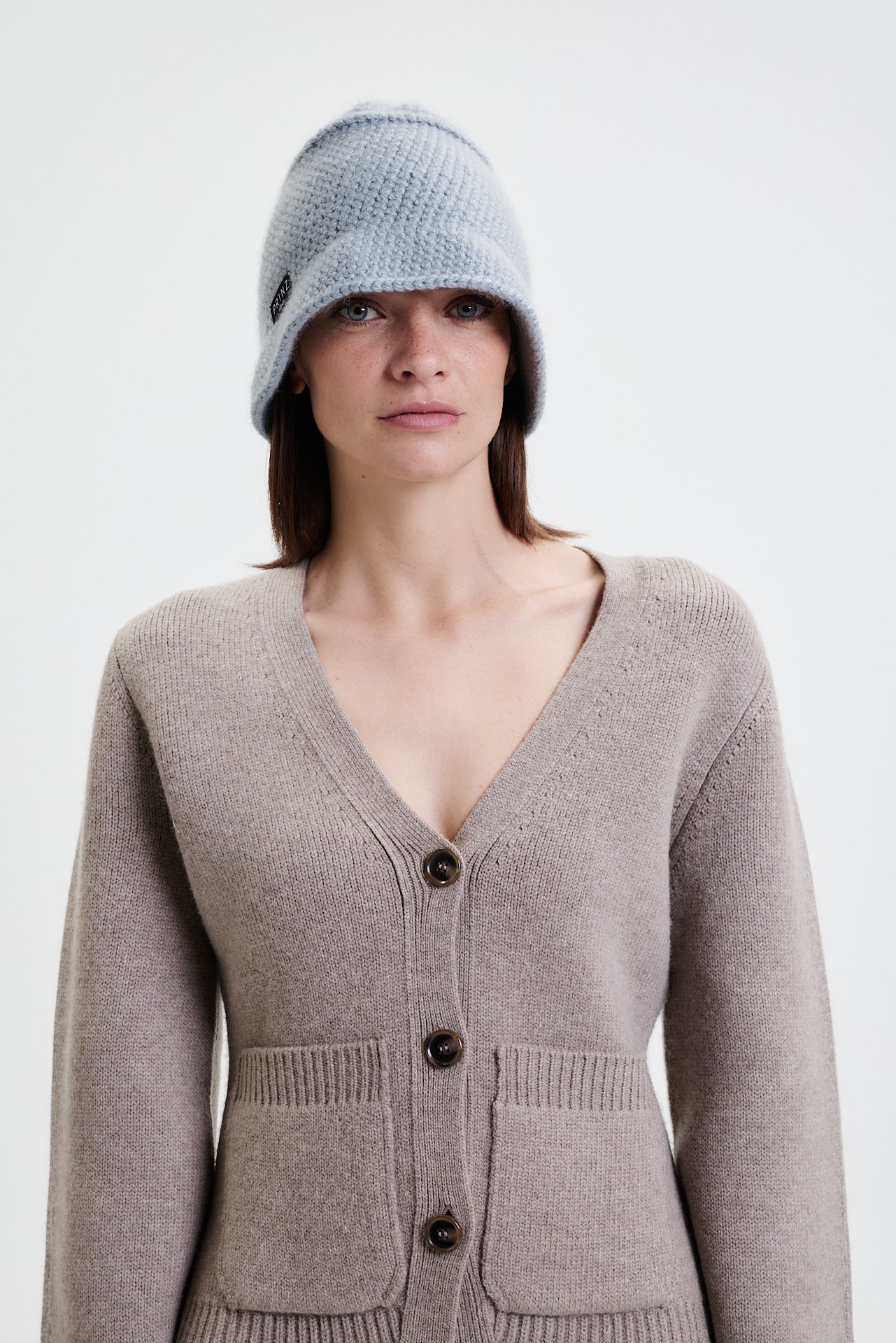 Cashmere Bucket Hat Hand Crochet Beige