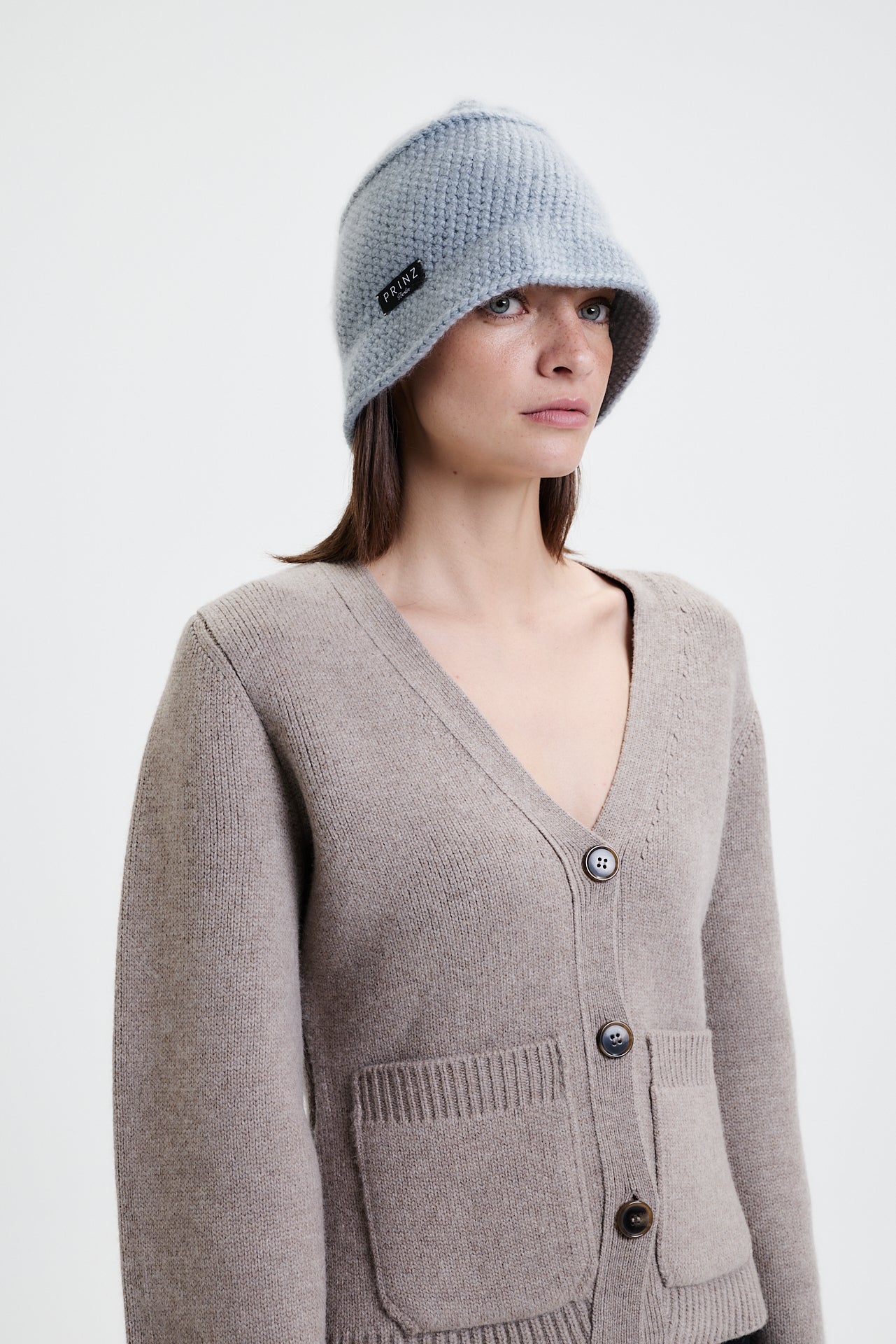 Cashmere Bucket Hat Hand Crochet Beige