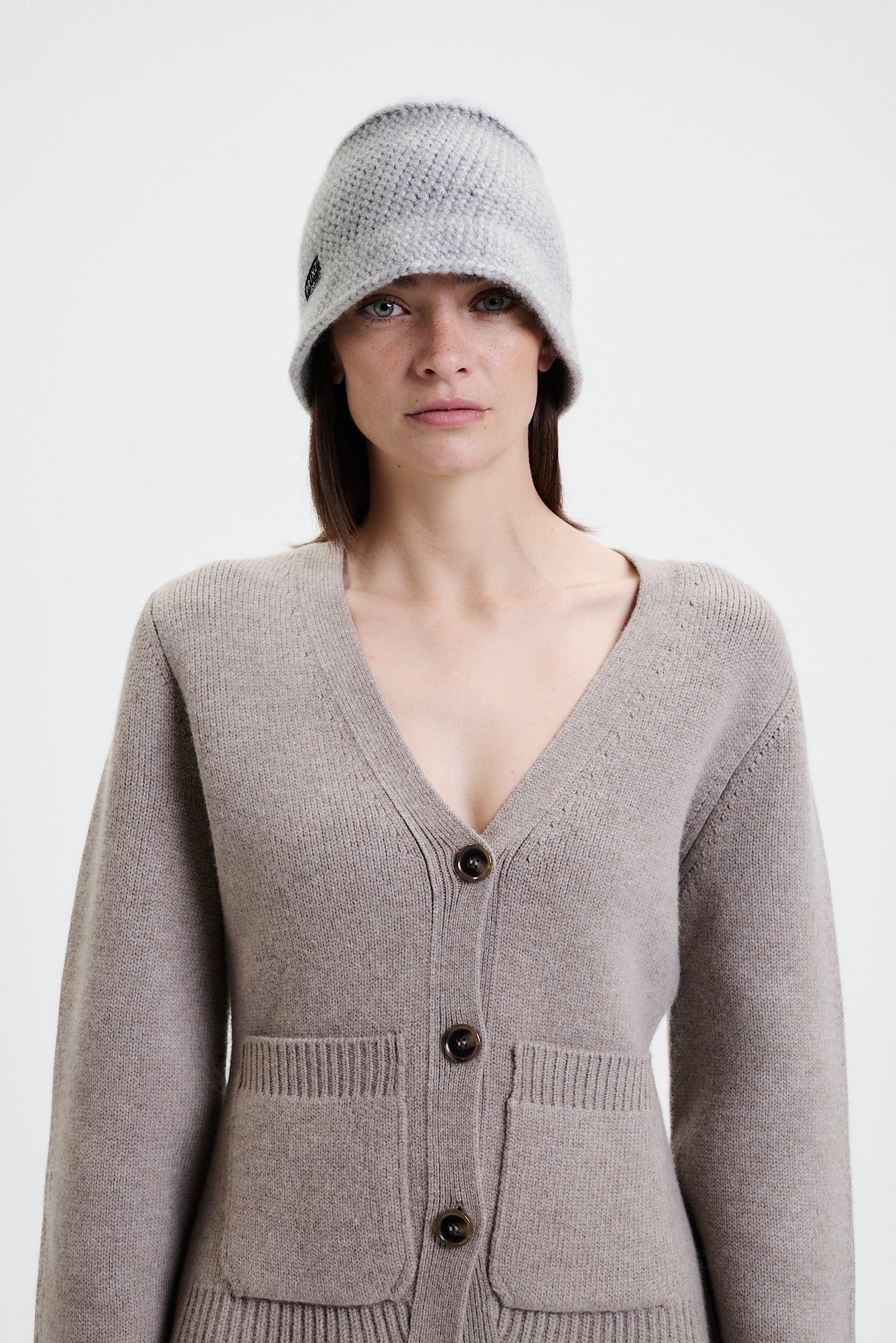 Cashmere Handmade Bucket Hat Light Grey