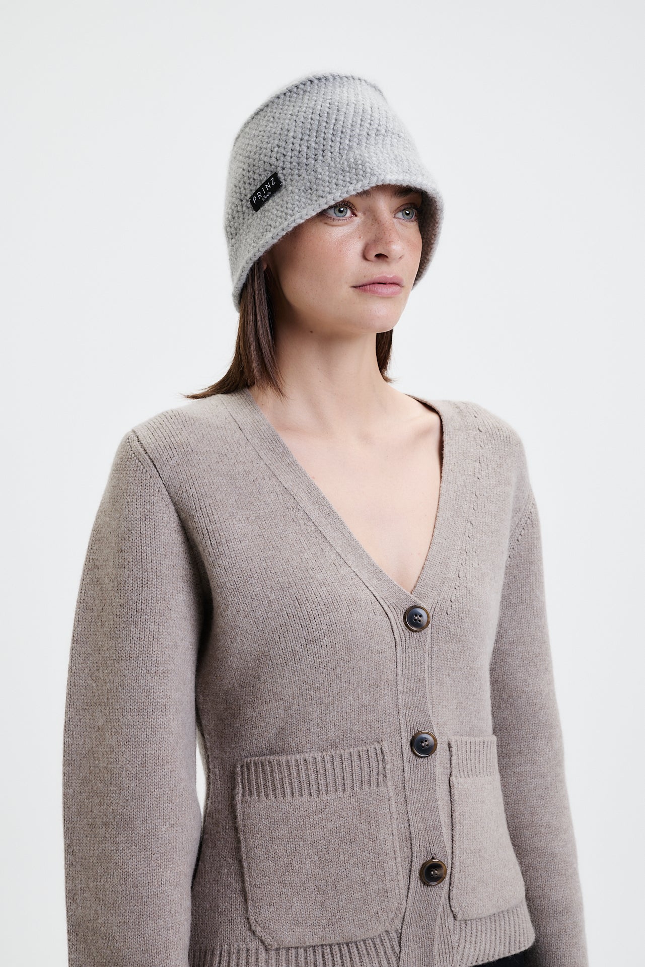 Cashmere Handmade Bucket Hat Light Grey