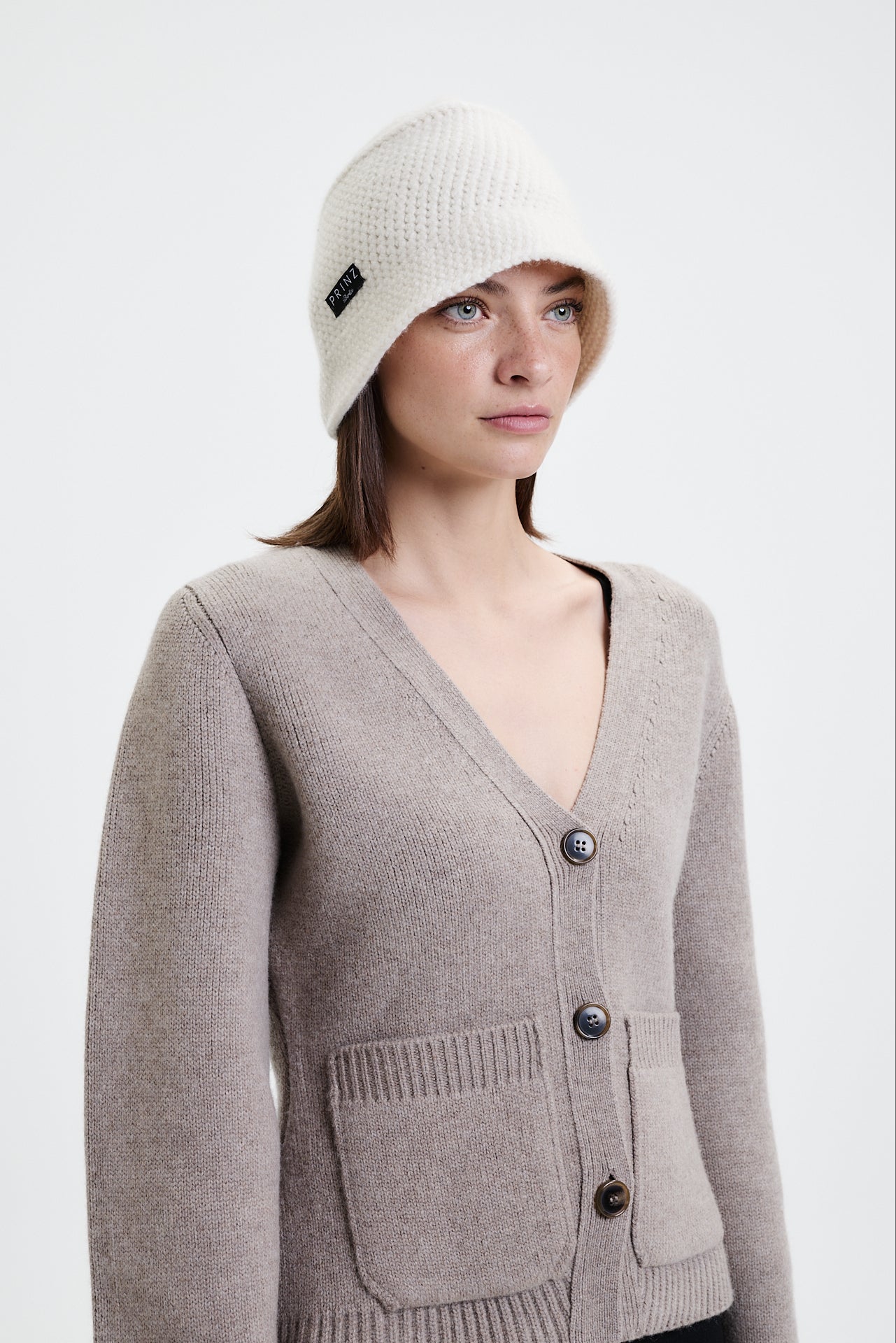 Cashmere Handmade Bucket Hat White