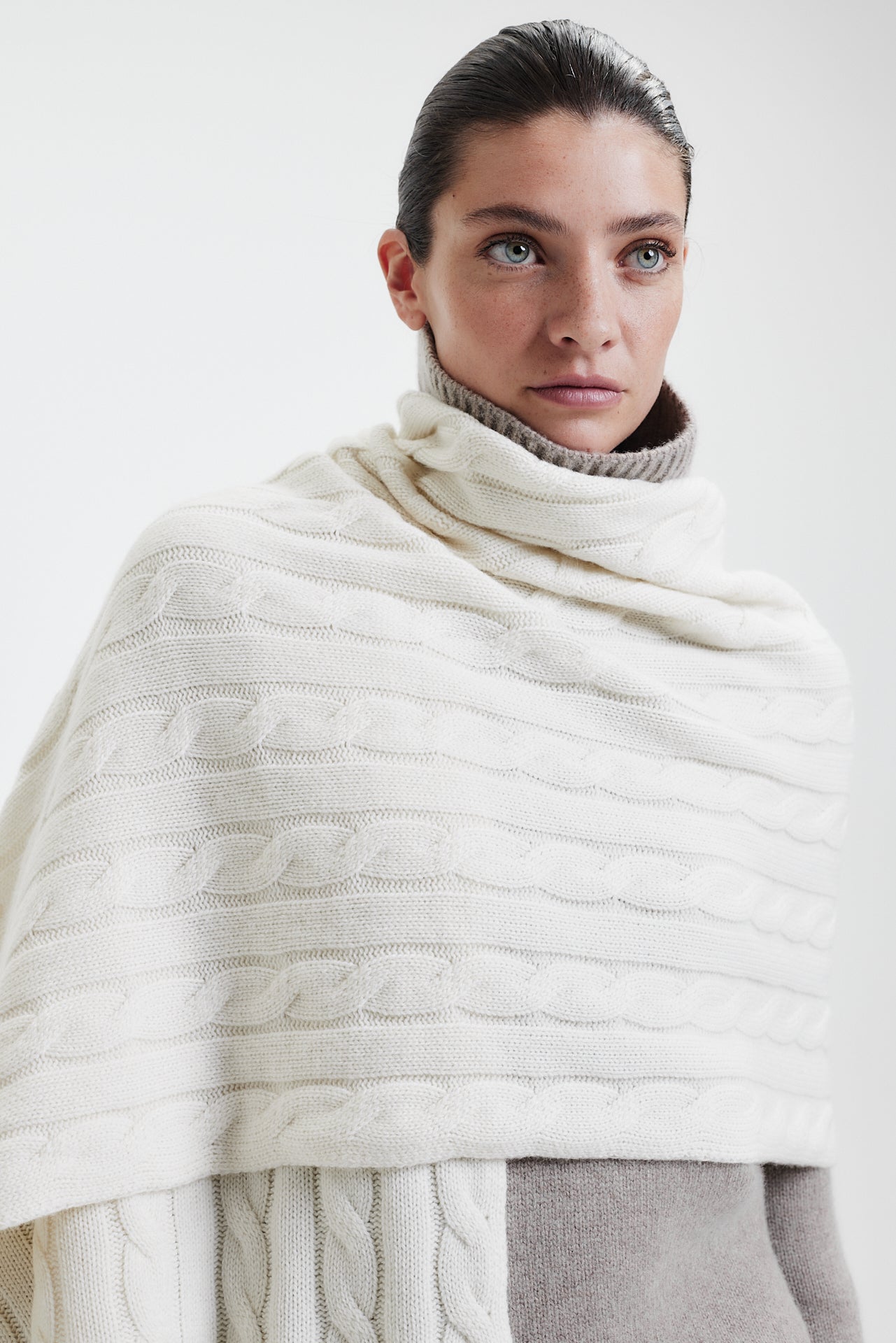 Cashmere Scarf Cable Knit Off-White