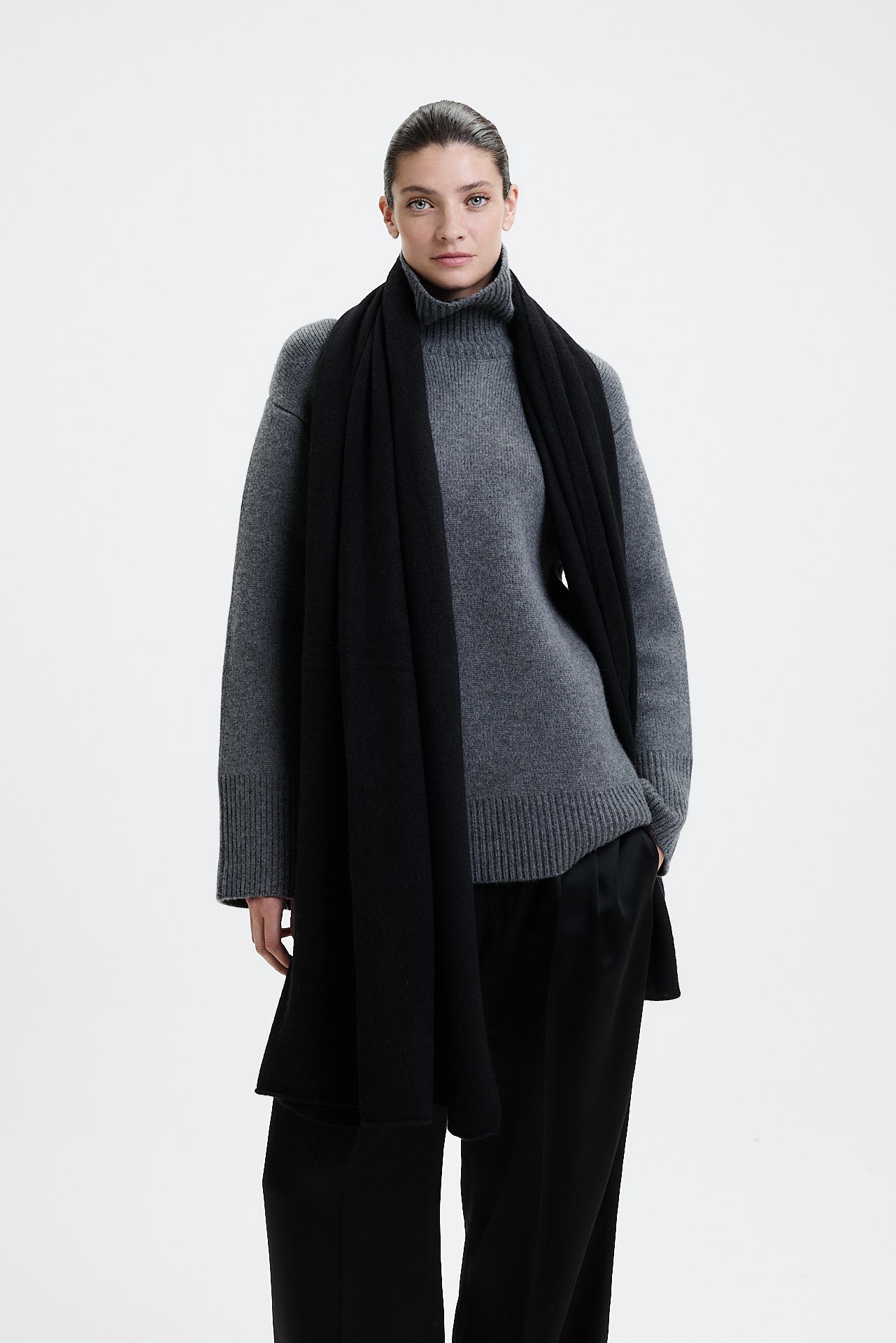 Kaschmir Schal Fine Knit Black