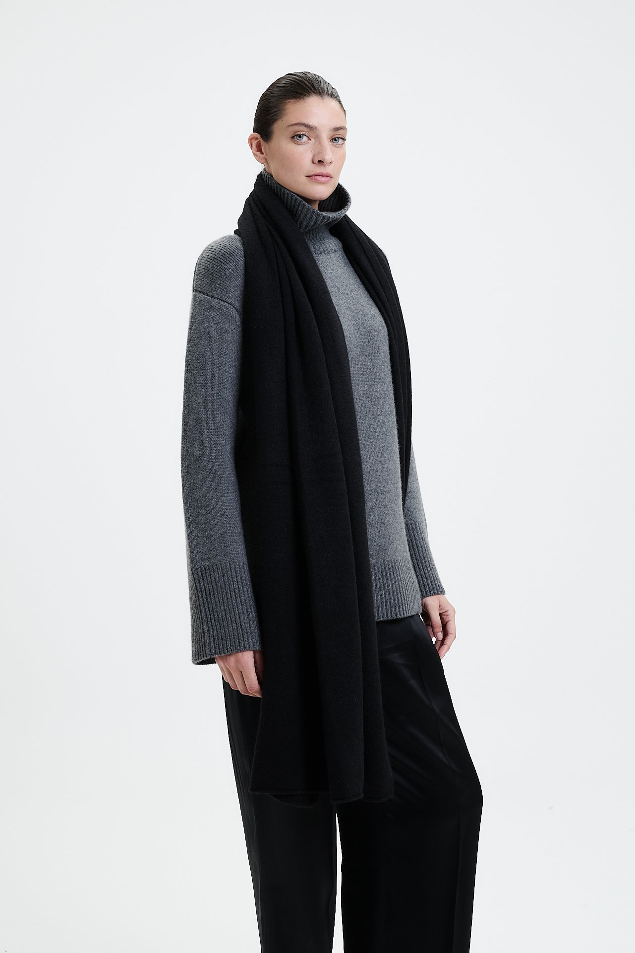 Kaschmir Schal Fine Knit Black
