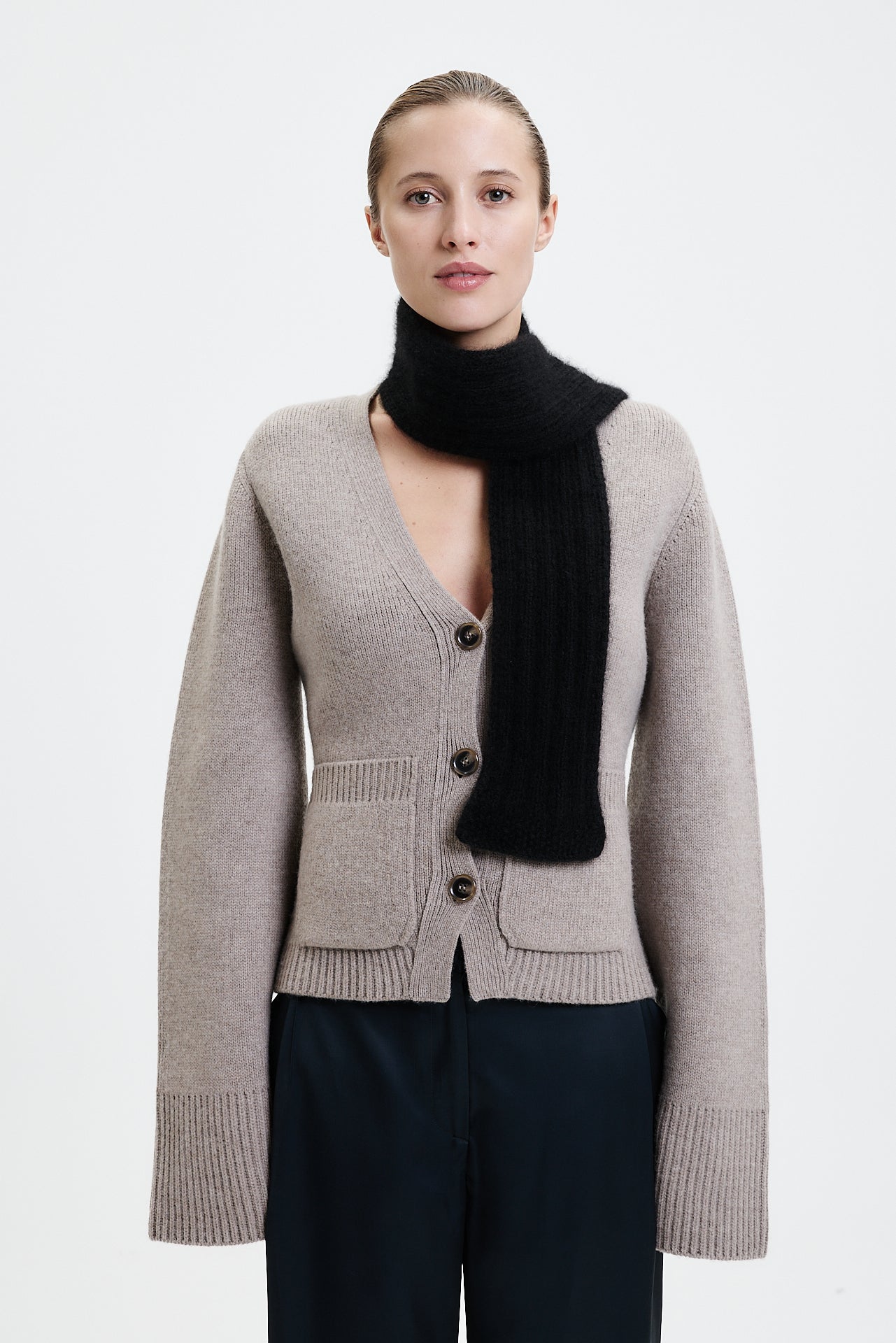 Kaschmir Kurzschal Hand Knit Schwarz