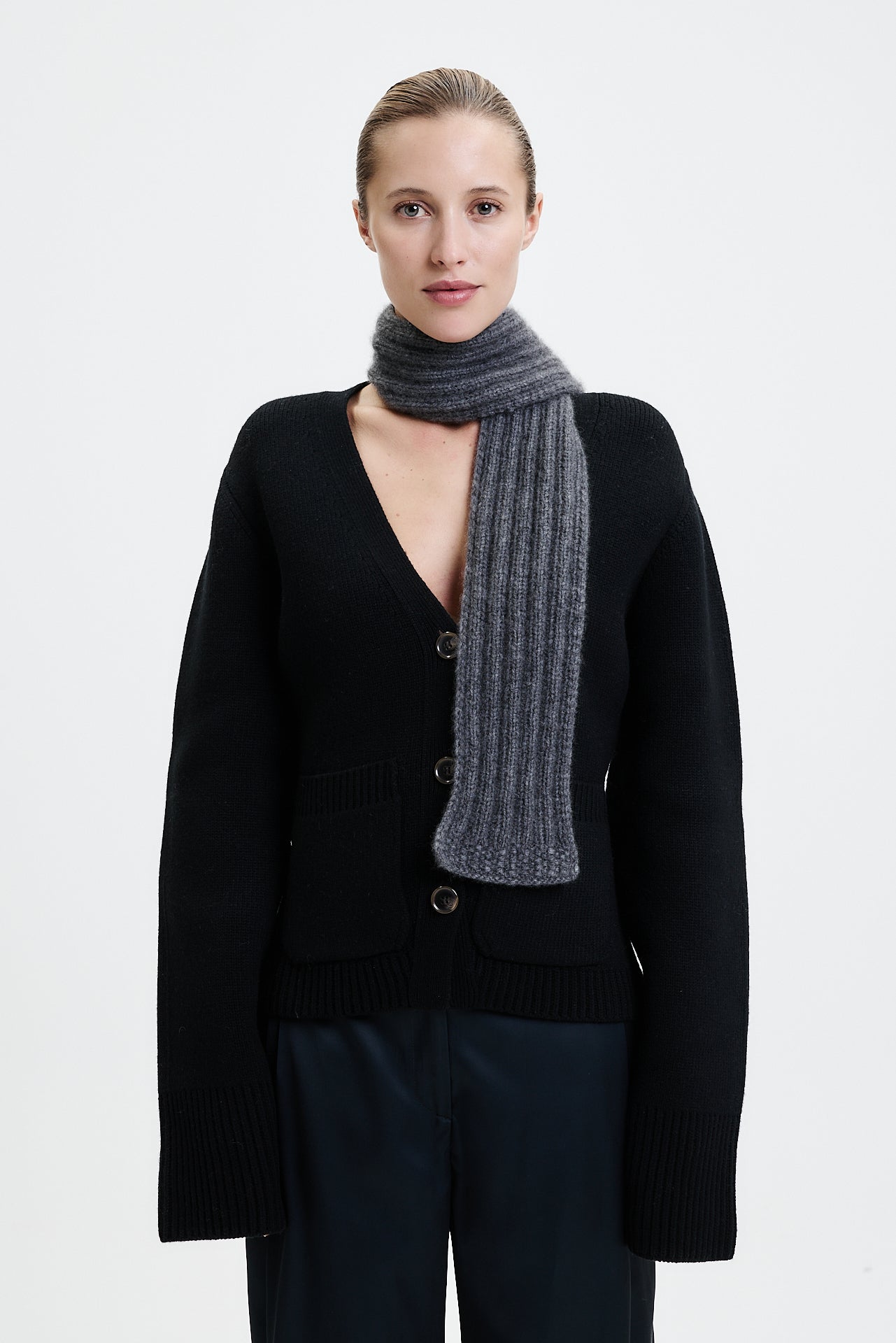 Cashmere Handmade Scarf Graphite