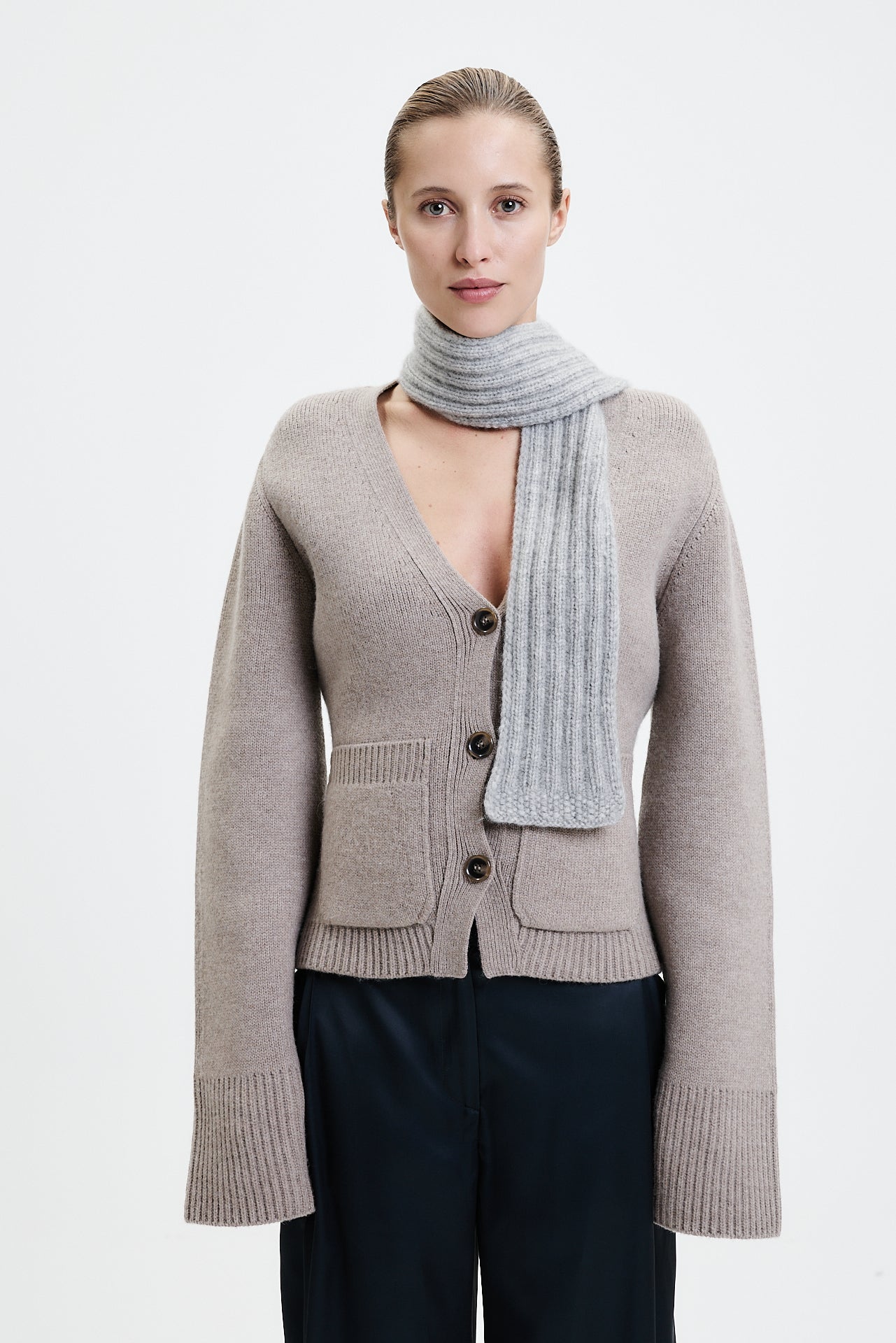 Cashmere Handmade Scarf Light Grey