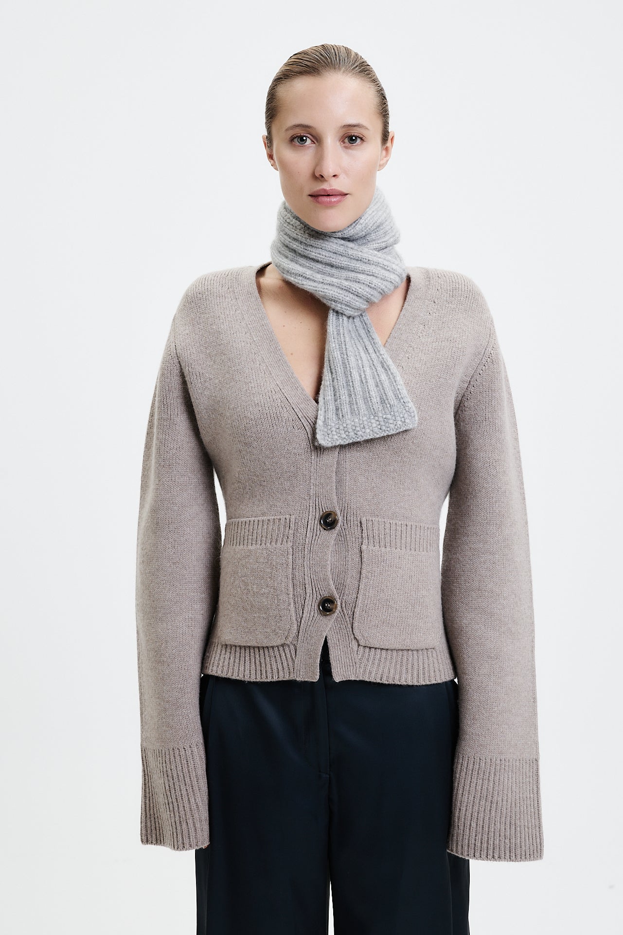 Kurzschal Kurzschal Hand Knit Light Grey