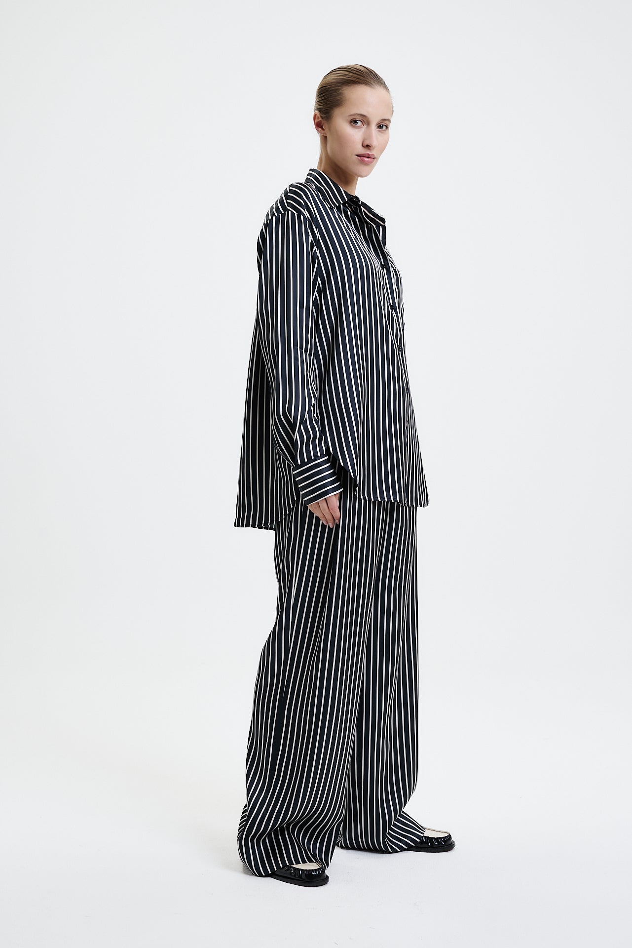 Oversized Blouse Soft Touch Black Striped