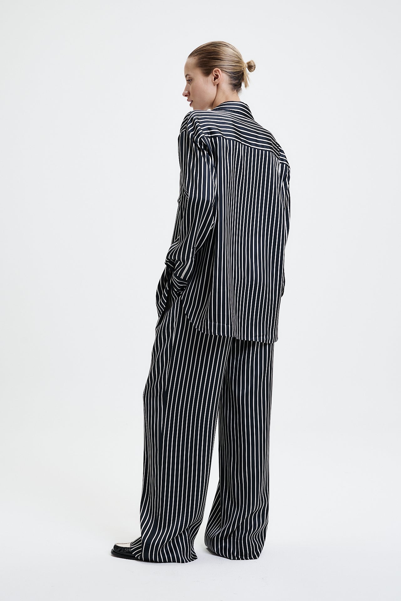 Oversized Blouse Soft Touch Black Striped
