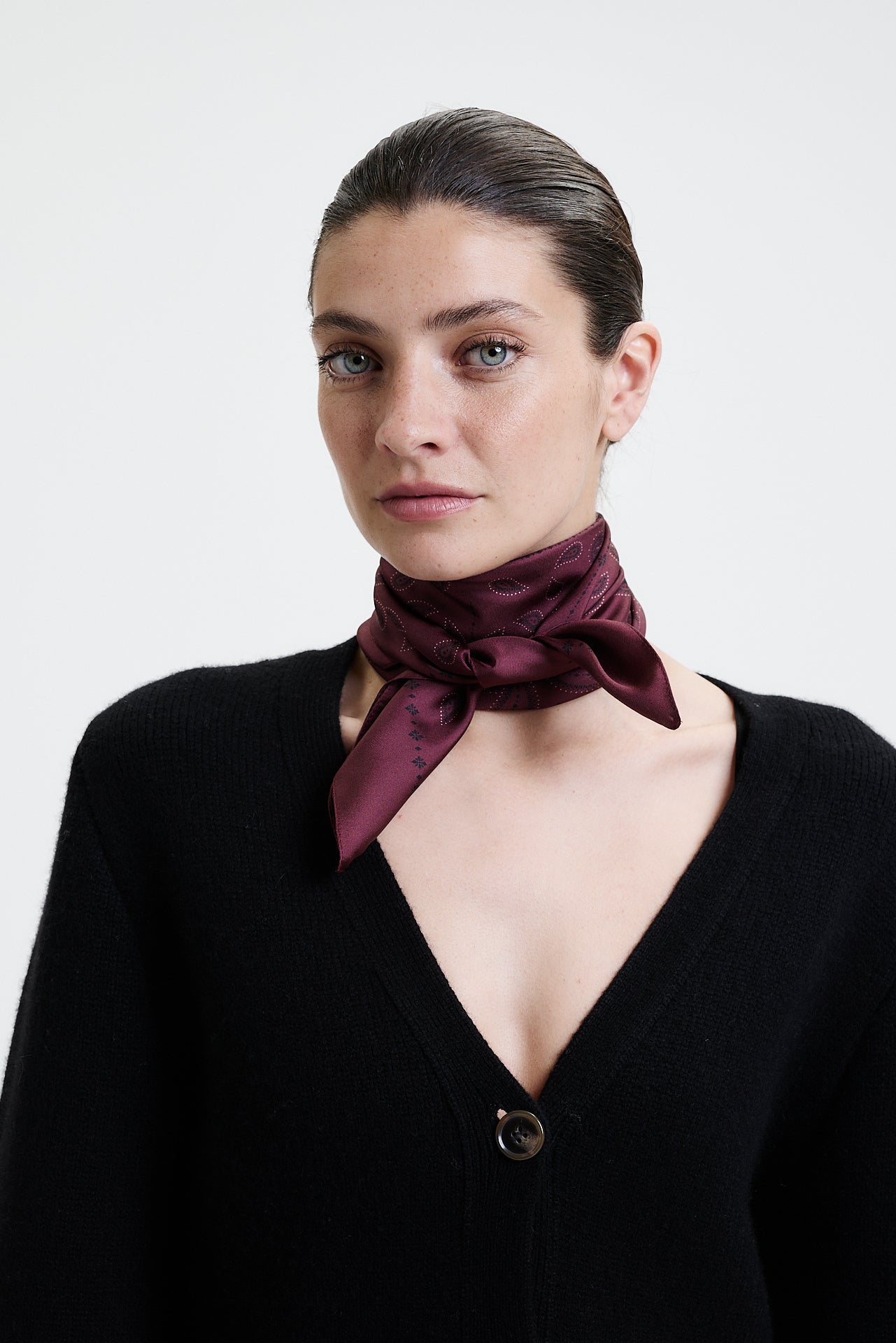 Silk Scarf Paisley 70 Burgundy