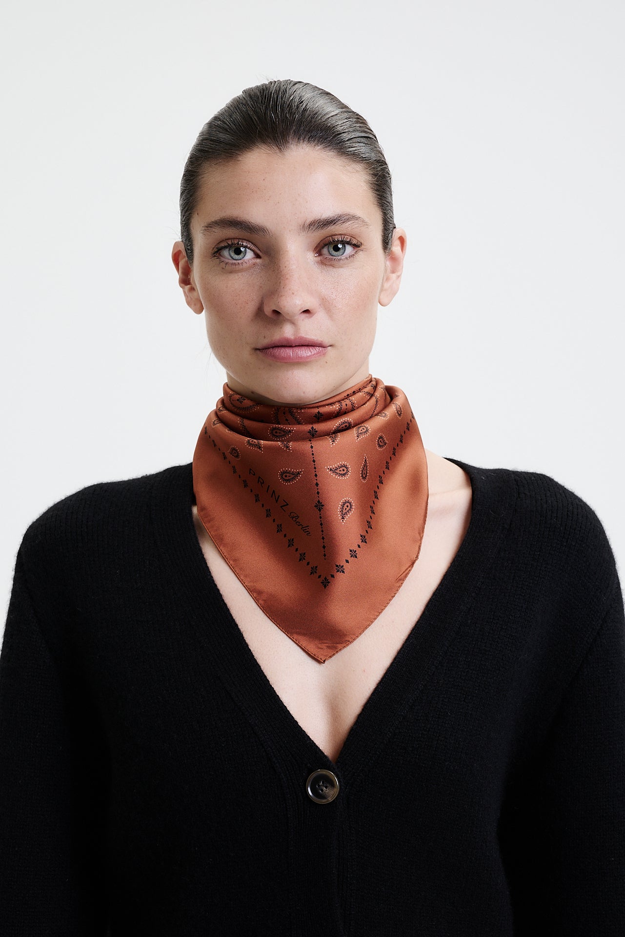 Silk Scarf Paisley 70 Burnt Orange