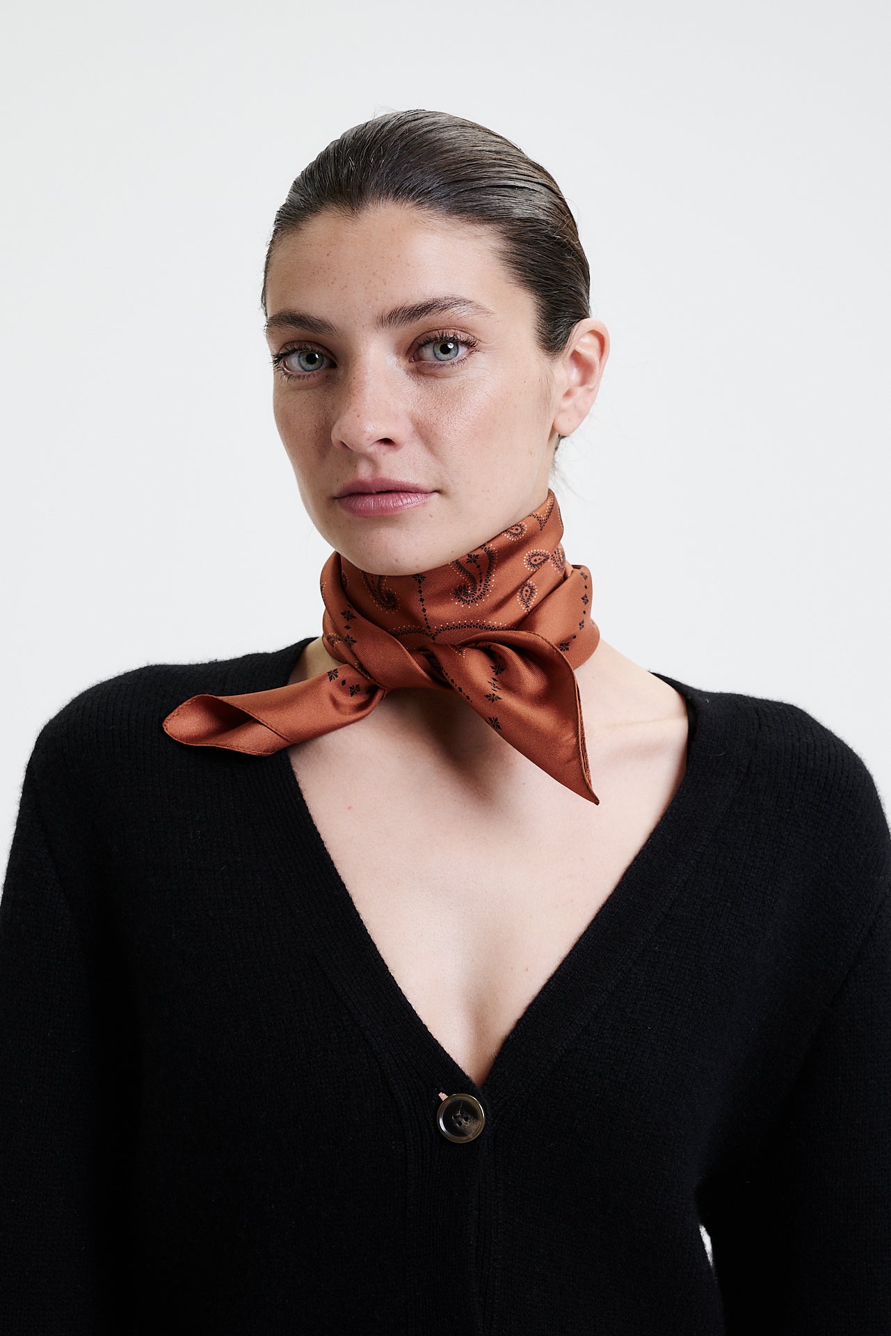 Silk Scarf Paisley 70 Burnt Orange