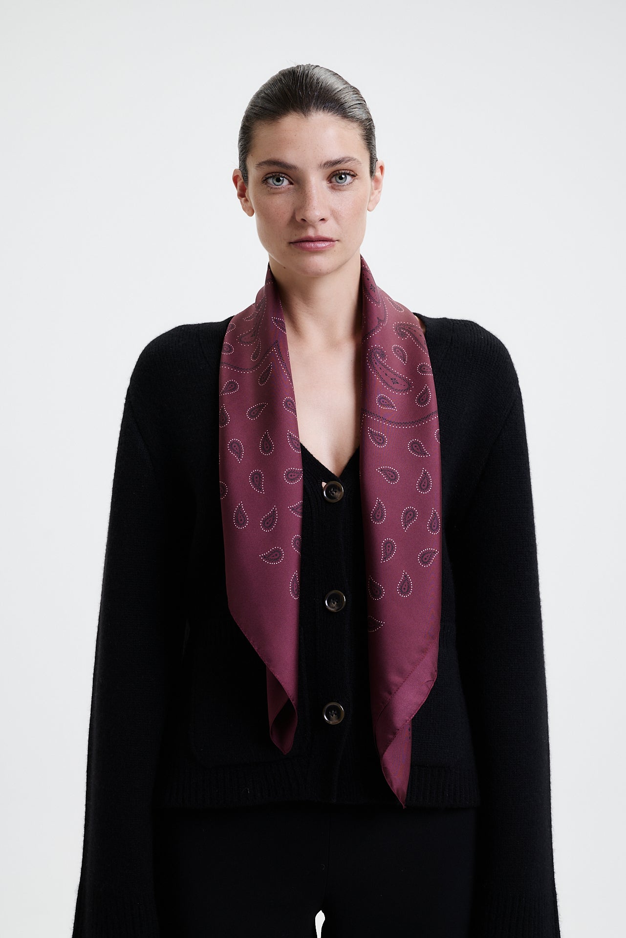 Silk Scarf Paisley 90 Burgundy