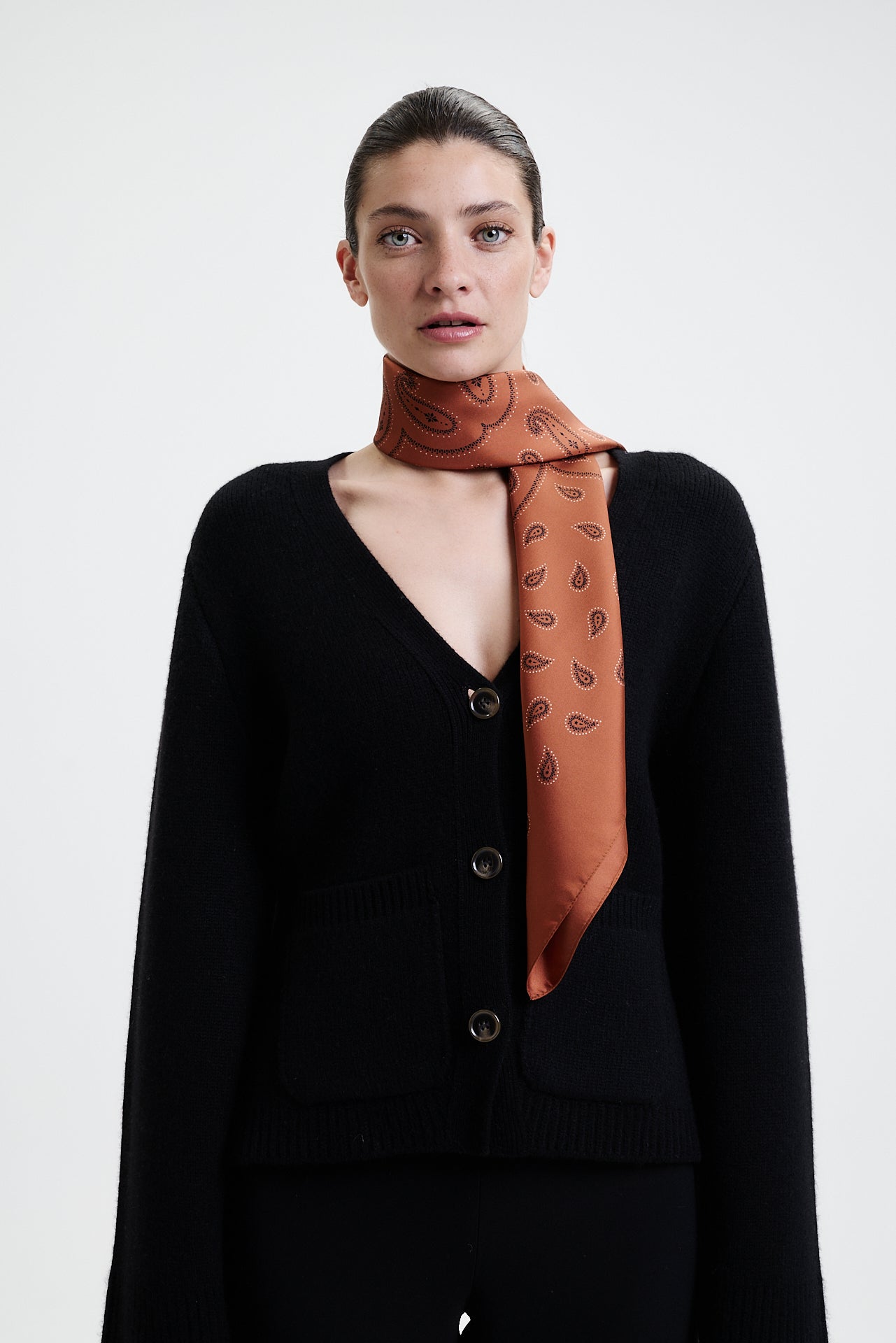 Silk Scarf Paisley 90 Burnt Orange