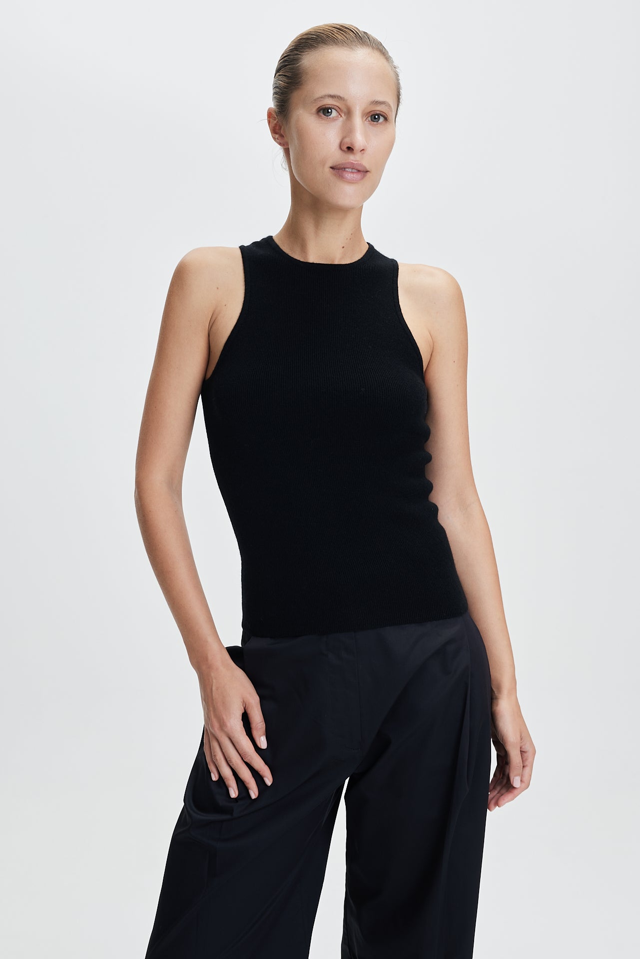 Rib Tank Top Black