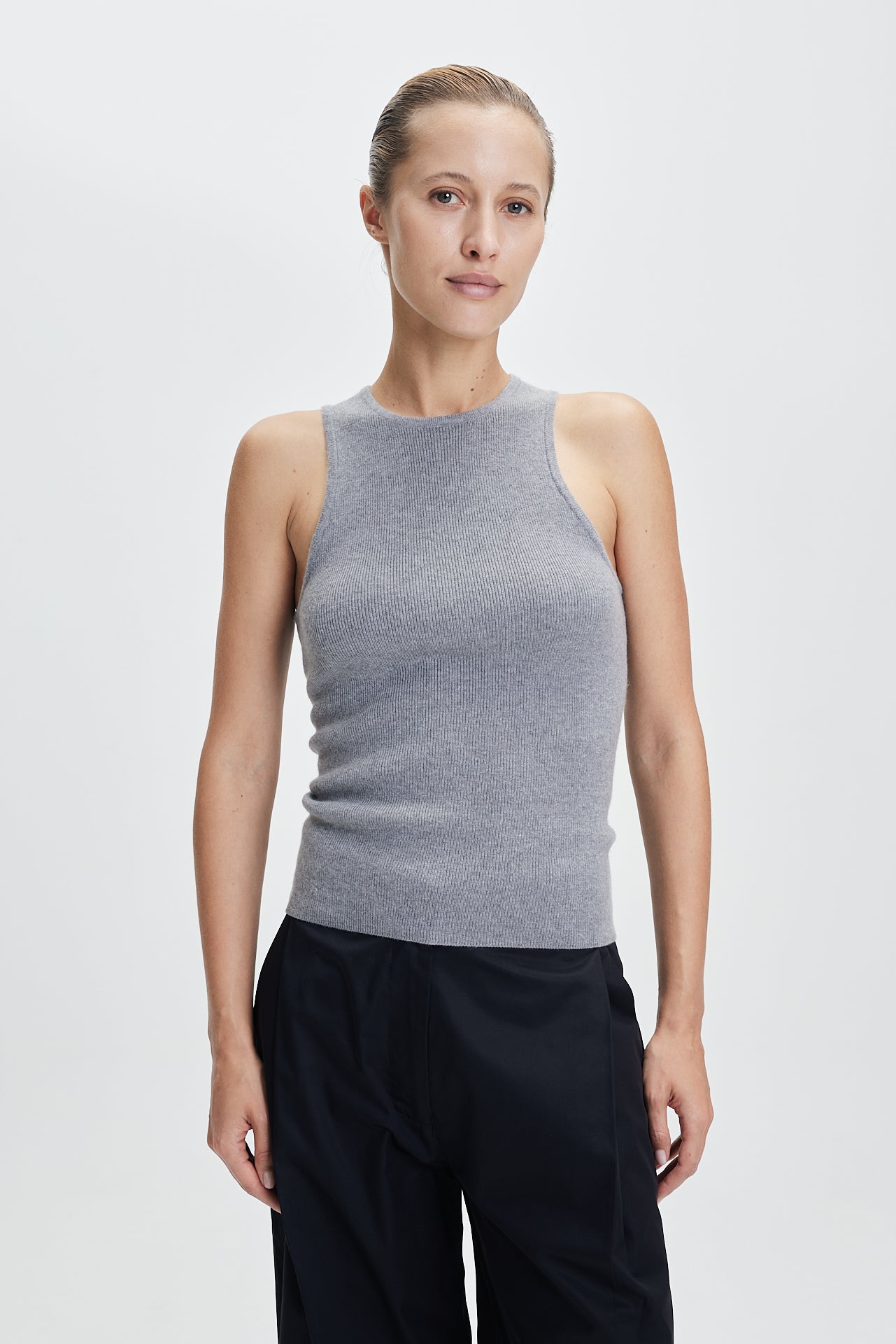 Rib Tank Top Grey