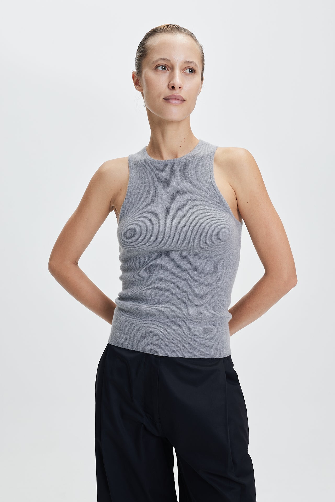 Rib Tank Top Grey