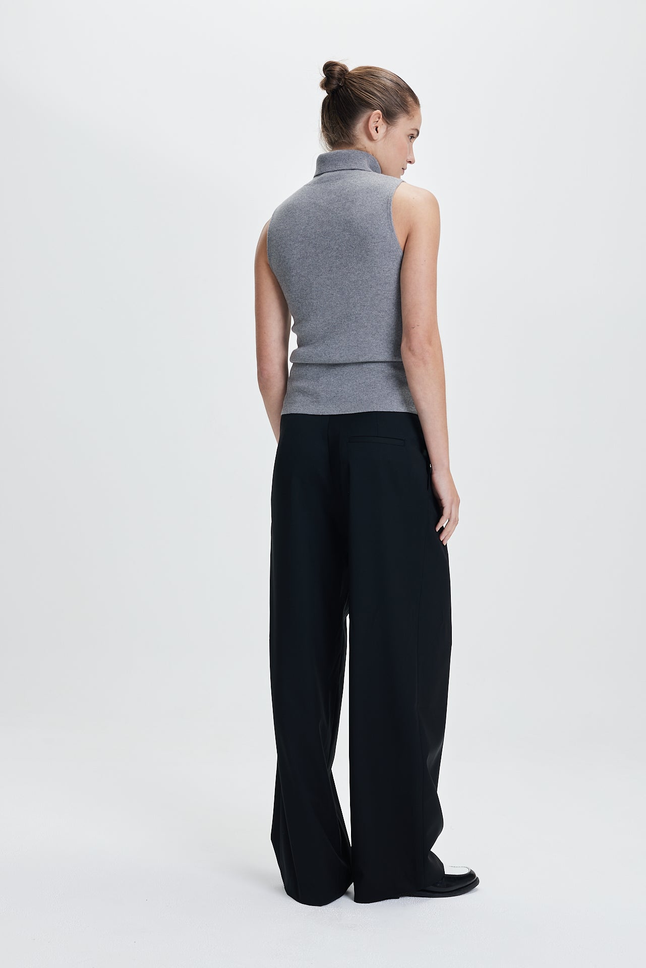 Rib Turtleneck Top Grey