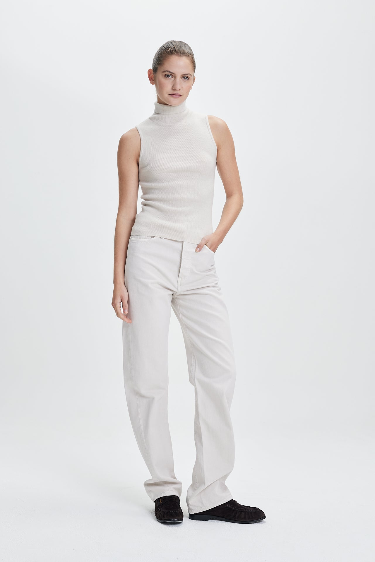 Rib Turtleneck Top Vanilla