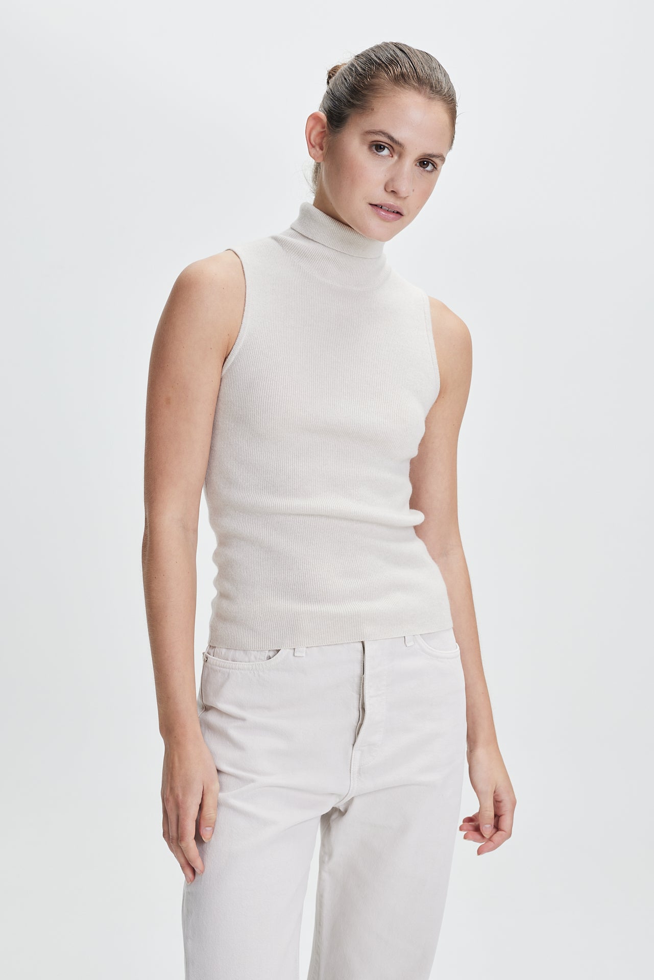 Rib Turtleneck Top Vanilla