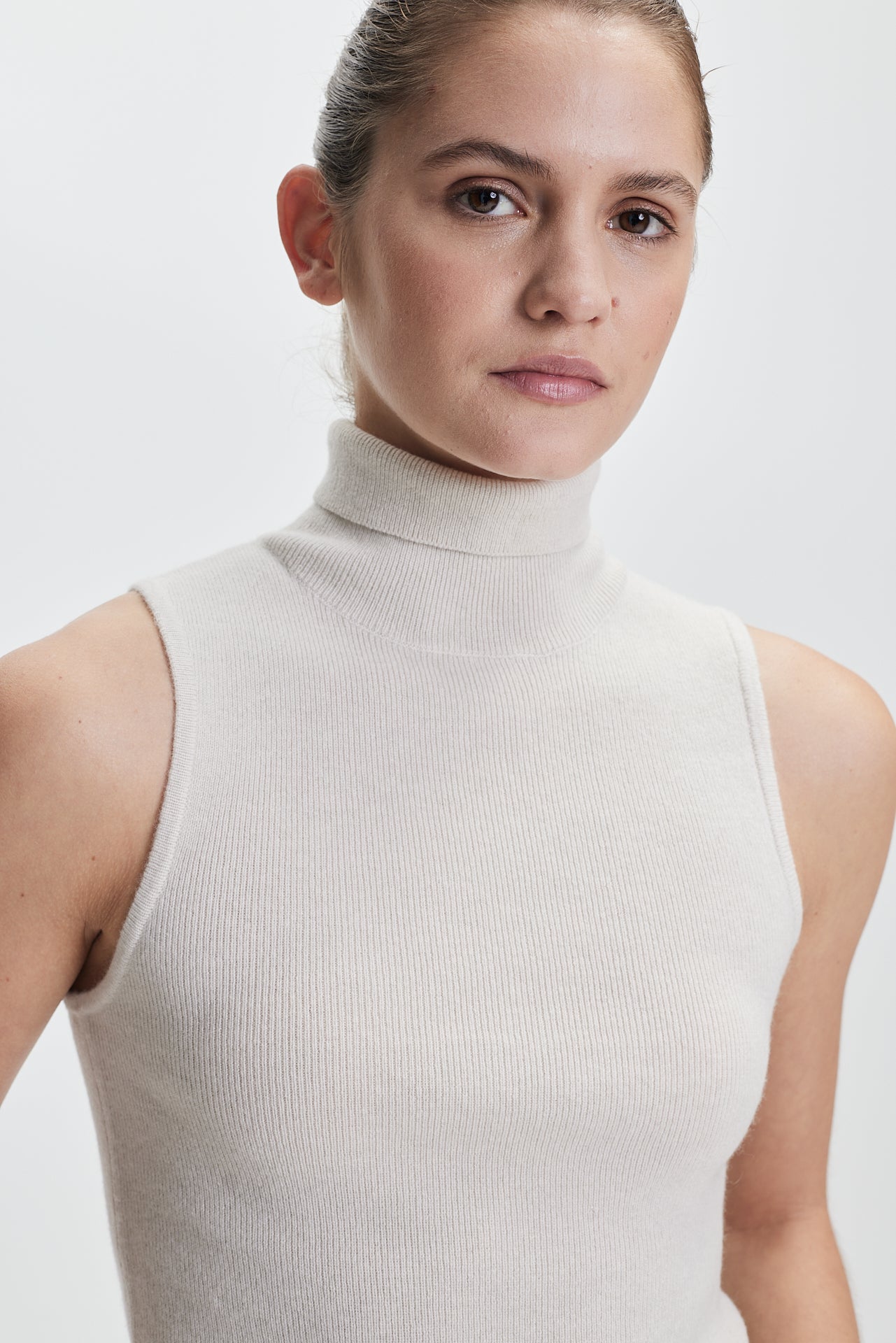 Rib Turtleneck Top Vanilla