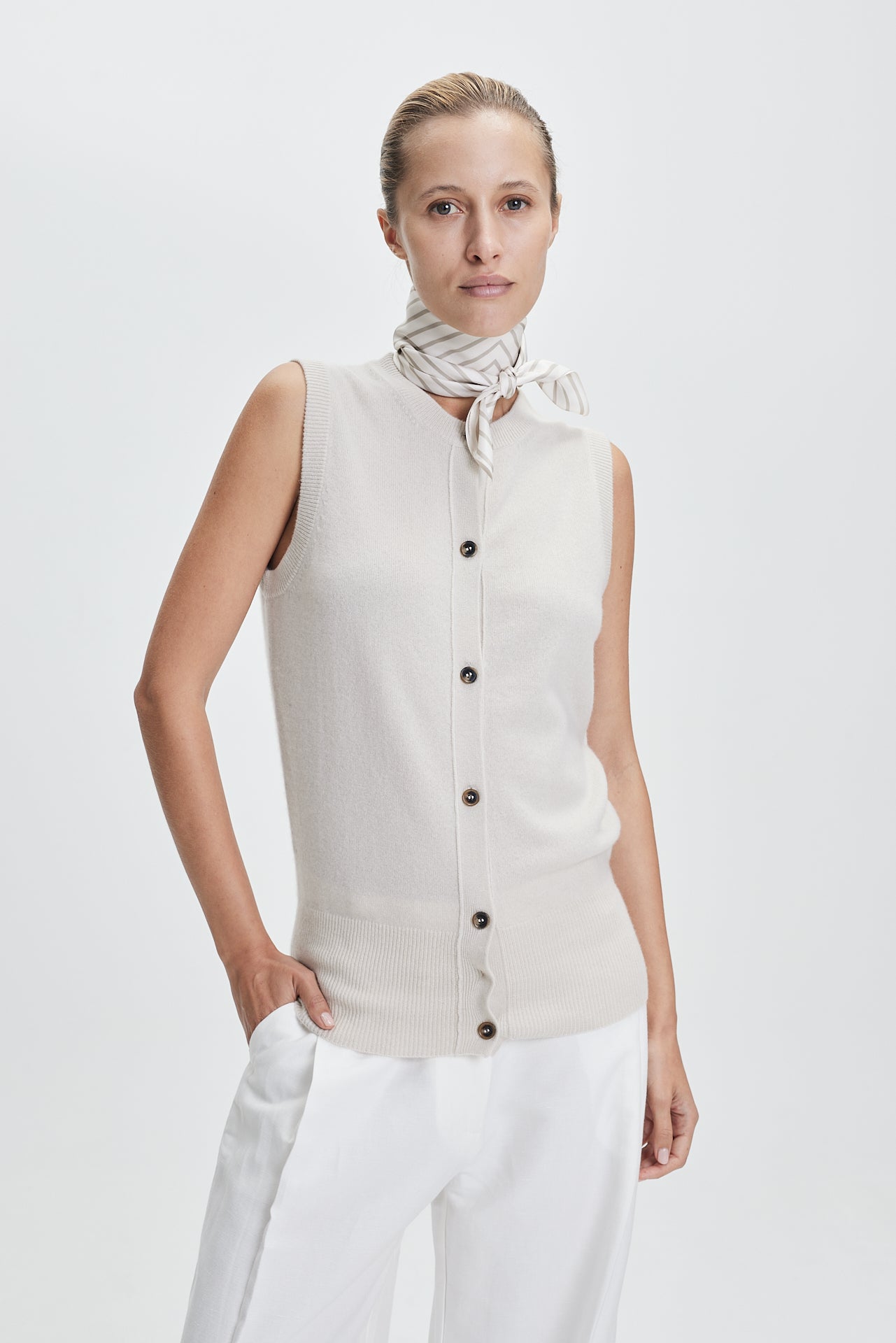 Silk Scarf Squares 70 Cream