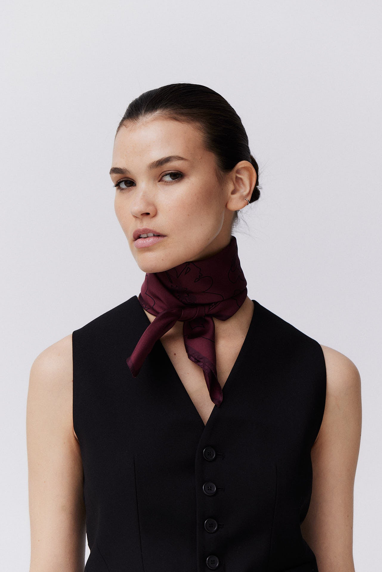Silk Scarf Flowers 70 Bordeaux