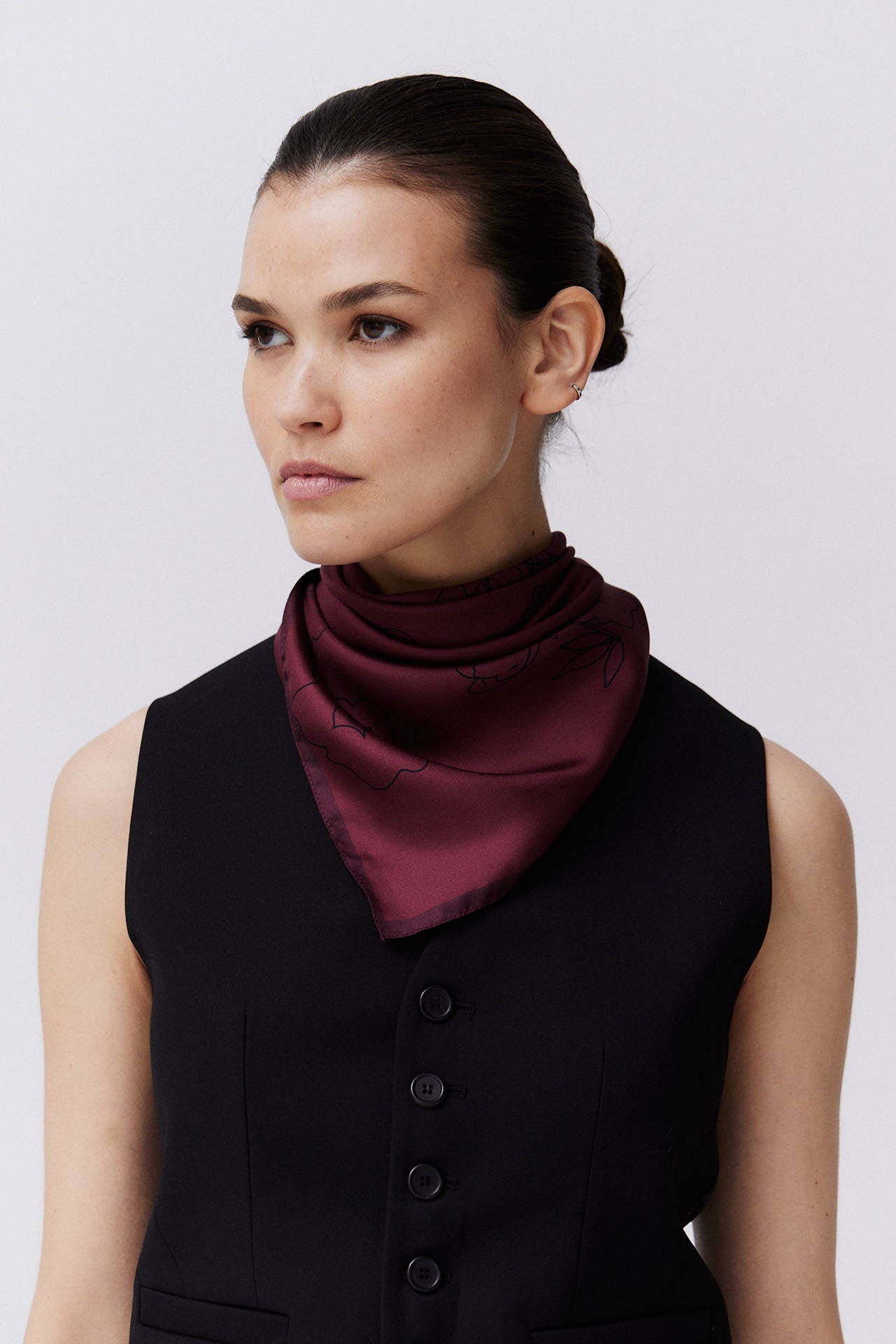 Silk Scarf Flowers 70 Burgundy