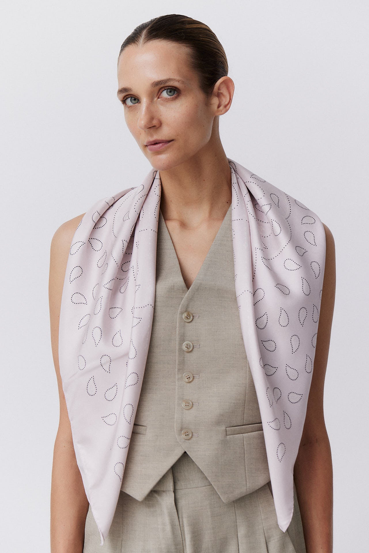 Silk Scarf Paisley 90 Rose