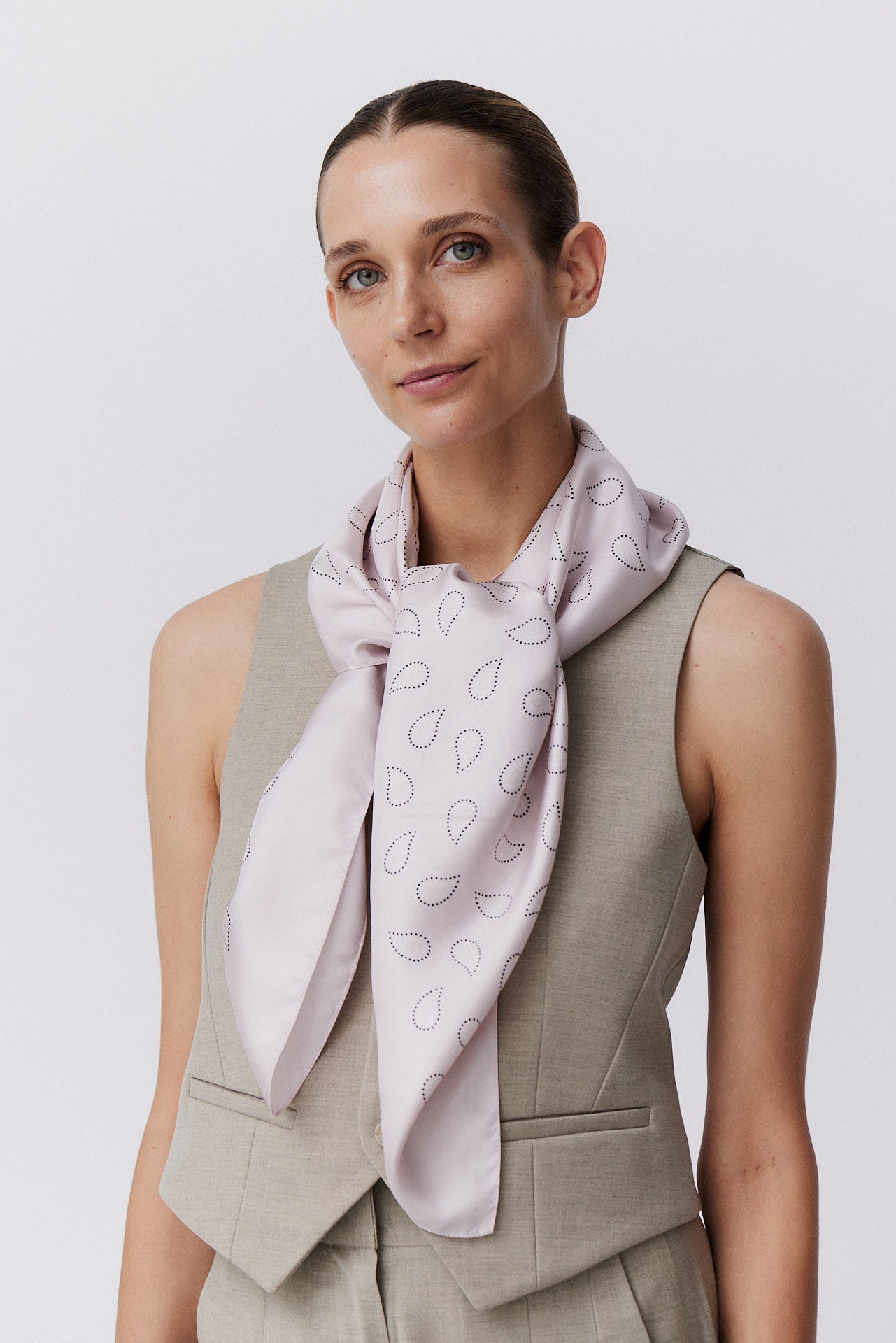 Silk Scarf Paisley 90 Rose